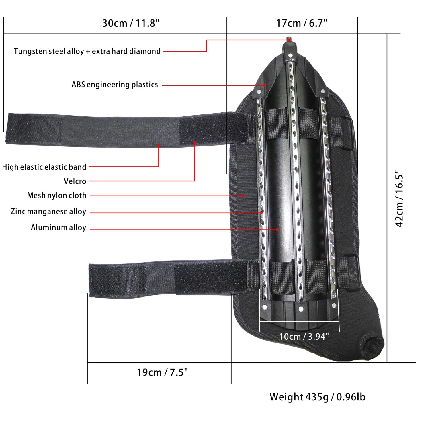 Shindn Lightweight Metal Steel Shield with Window Breaker - Tactical Arm Shield for Home Defense & Camping Safety - Left Arm Black Shield - Perfect for Emergency Situations & Outdoor Protection