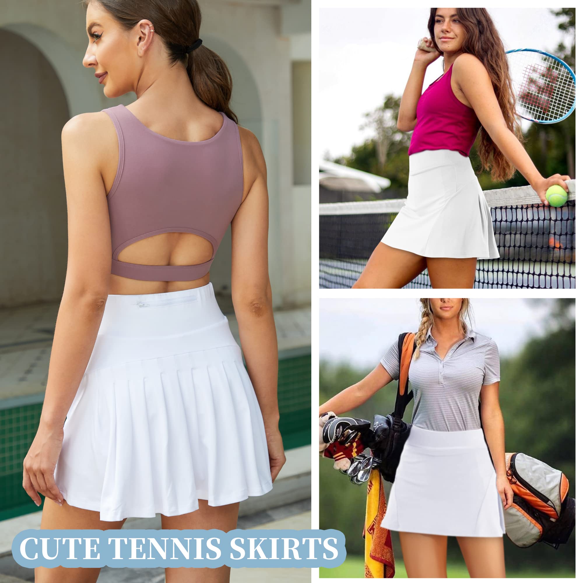Betaven Women's Pleated Tennis Skirts with Pockets - Built-in Shorts High Waist Athletic Skort for Running, Golf & Activewear - Perfect for Sports, Workouts and Casual Wear