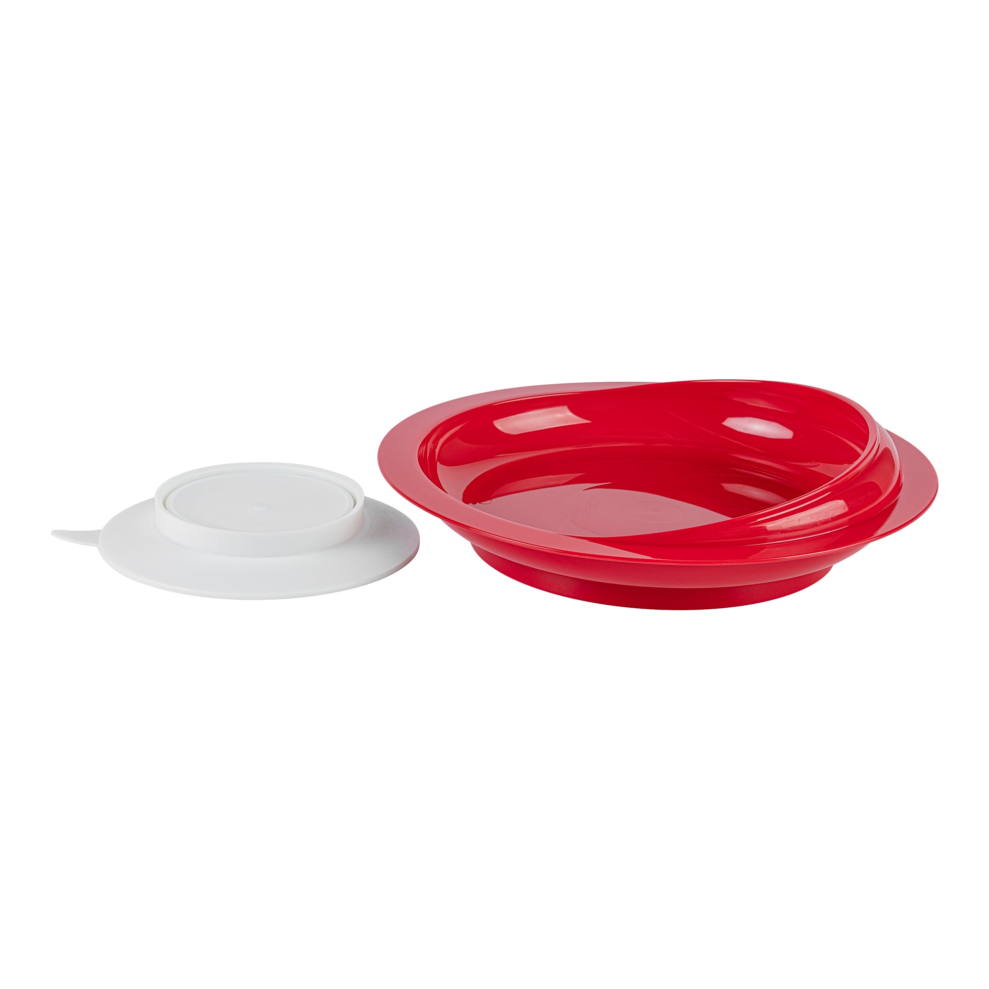 Adapt Tek Red Plastic 2-Piece Scoop Plate & Bowl Set with Spillproof Design & Suction Base - Includes 1 Plate & 1 Bowl for Toddlers - Perfect for Baby Feeding, Travel & Mess-Free Meals