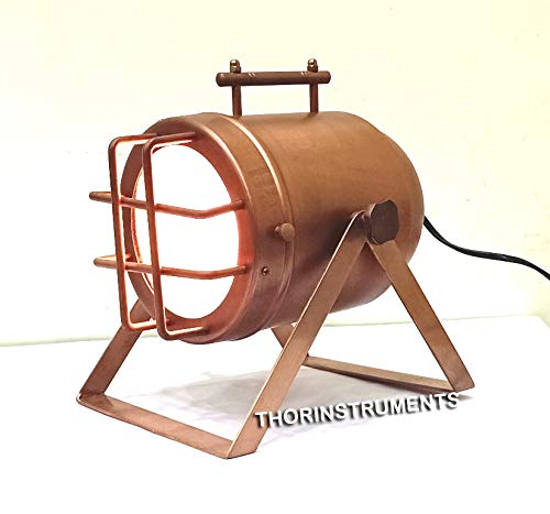 THOR INSTRUMENTS Nautical Modern Copper Searchlight Table Lamp - Vintage Rustic Home Decor, Unique Gift Idea for Living Room, Bedroom & Office Lighting