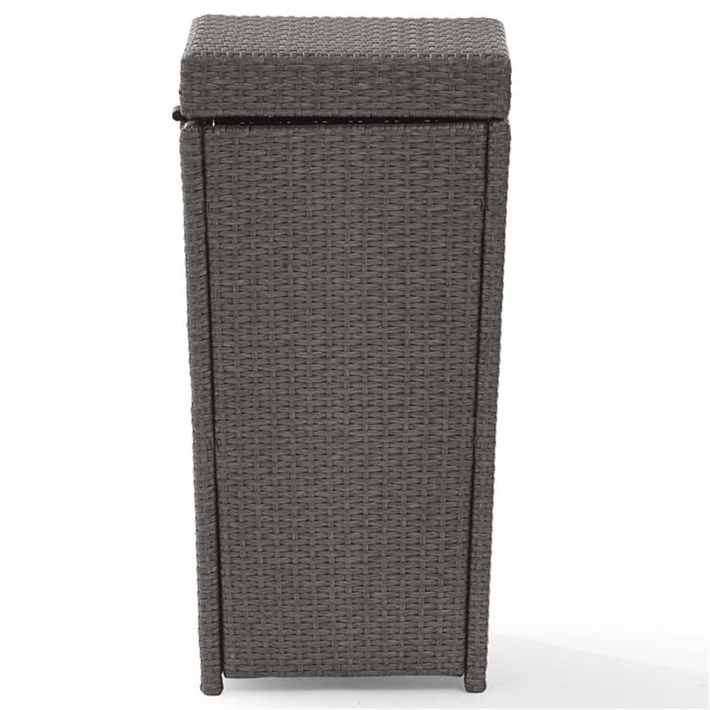 Pemberly Row Wicker Patio Trash Can - Weather-Resistant Weathered Gray Outdoor Garbage Bin for Patio, Garden & Backyard Decor