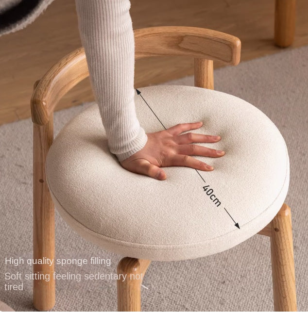 Modern Oak Solid Wood Rotating Makeup Stool with Soft Cushion - Perfect for Vanity, Dressing Room & Bedroom Decor