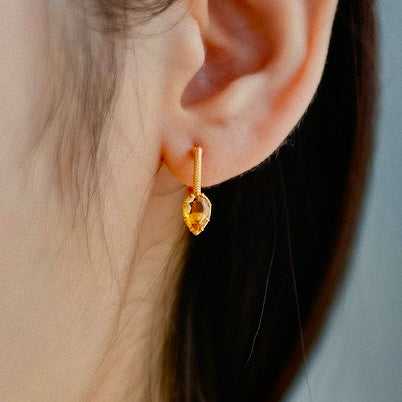 Vintage Citrine & Black Opal Multi-Stone Dangle Earrings | TB1501 | Perfect for Boho Chic, Wedding & Evening Party Jewelry