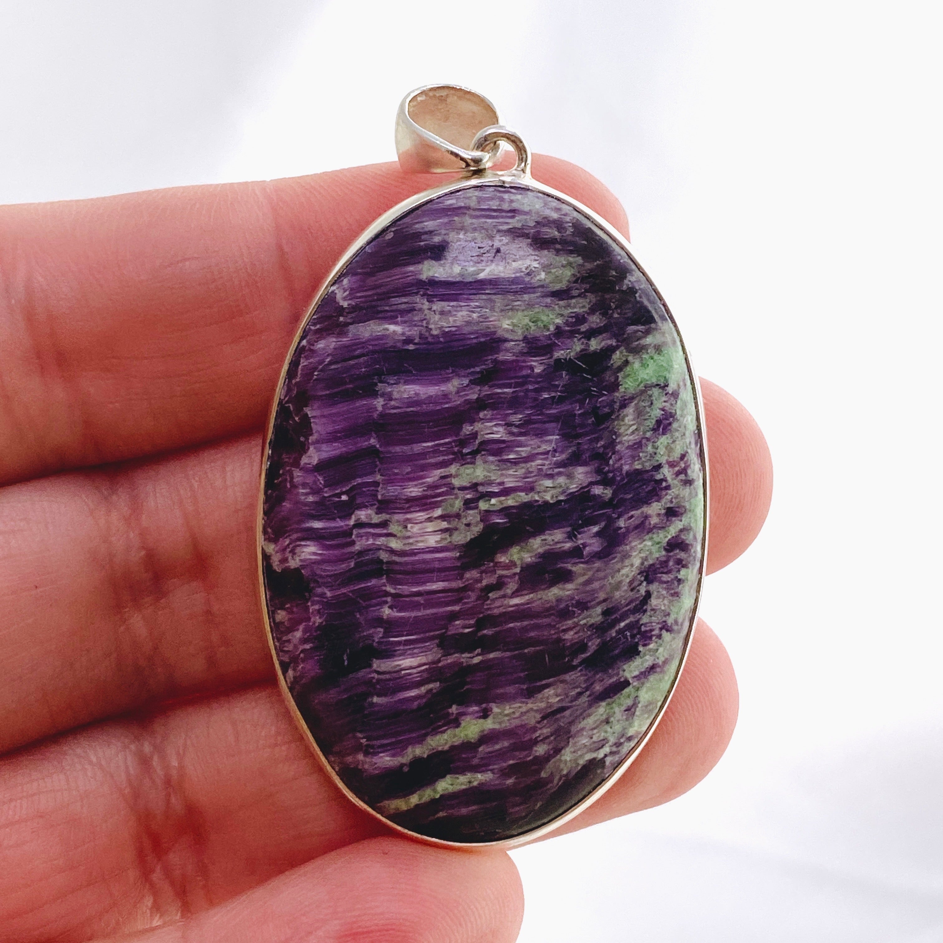 Kammererite Oval Cabochon Pendant KPGJ4746 - Natural Gemstone Jewelry for Women, Handmade Silver Pendant Necklace - Perfect for Gifts, Meditation & Spiritual Healing