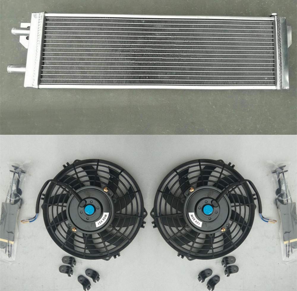 Universal Aluminum Air to Water Intercooler & Liquid Heat Exchanger with Fans - High Performance Cooling for Turbocharged Engines, Racing & Off-Road Vehicles