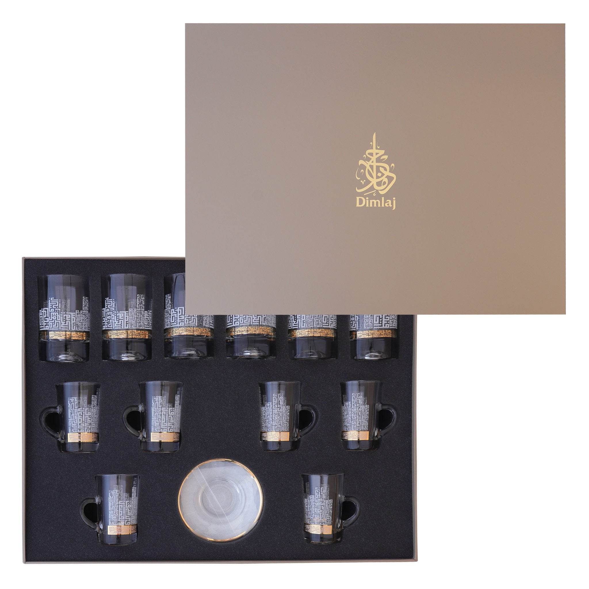 Dimlaj Abraj 18-Piece Drinkware Set - Elegant Glass Cups & Pitcher for Iced Tea, Lemonade, and Cocktails - Perfect for Parties, Weddings, and Home Entertaining