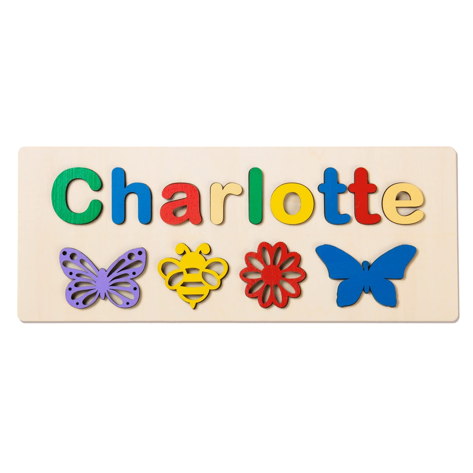 Personalized Wooden Name Puzzle with Butterfly - Custom Baby & Toddler Learning Toy for Kids Under 9 Letters - Educational Pegged Puzzle for Preschoolers - Perfect Easter, Christmas & Birthday Gift for Boys & Girls - Nursery Decor, Montessori Classroom, Baby Shower Present