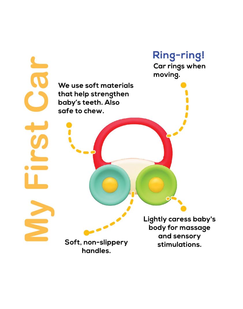 **BaBeloved My First Car Baby Teething Toys – Soft, BPA-Free, Food-Grade Sensory Teether for Infants 0-12 Months | Montessori-Inspired, Multiple Textures for Soothing Gums – Perfect for On-the-Go, Playtime & Early Learning**