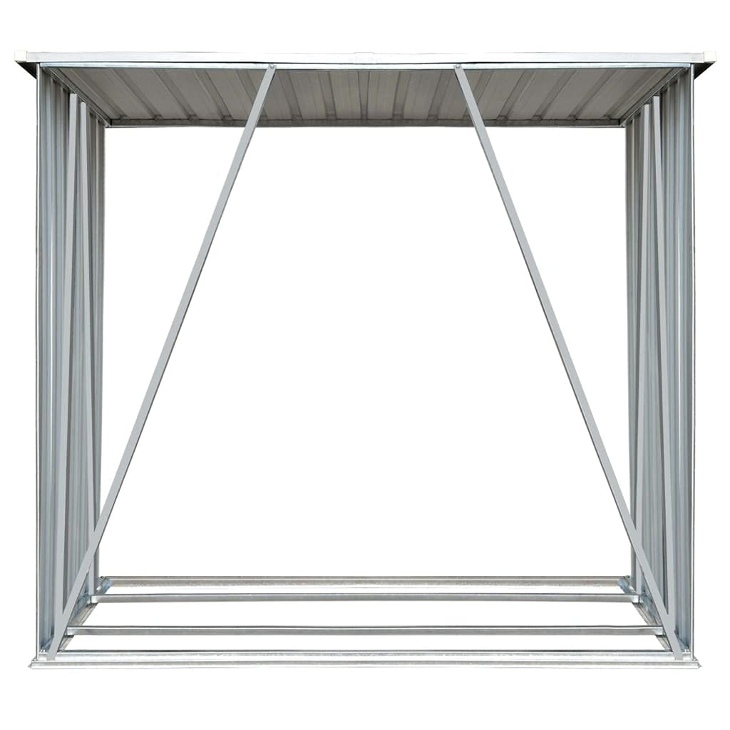 FAMIROSA Galvanized Steel Firewood Storage Rack - Outdoor Garden Log Shed Shelter for Firewood, Timber & Logs - Weather-Resistant Steel Wood Storage Cabin for Patio, Backyard & Camping Use