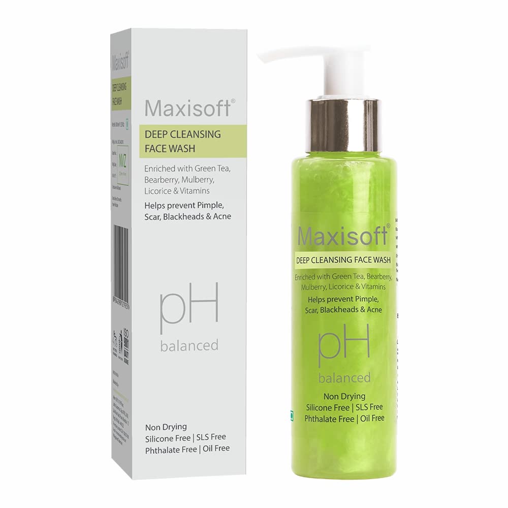 Maxisoft Deep Cleansing Face Wash for Normal & Oily Skin - Oil Control, Anti-Acne & Pimple Treatment | Nourishes Skin & Minimizes Pores | Paraben, Soap & Oil Free | Daily Use for Women & Men | 100ml | Perfect for Morning & Night Skincare Routine