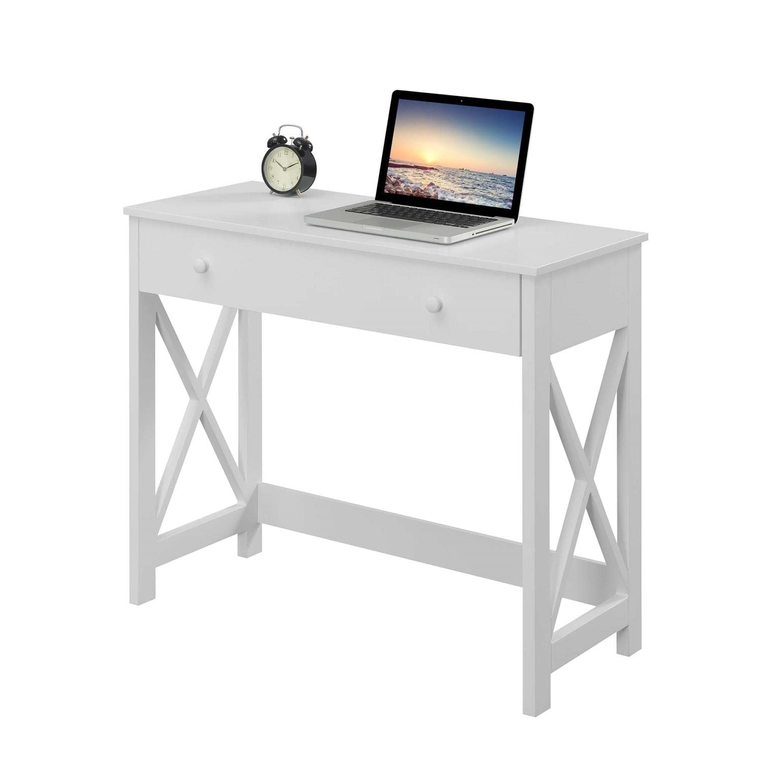 Convenience Concepts Oxford Desk 36 Inch White - Modern Writing Desk for Home Office, Study & Workspace