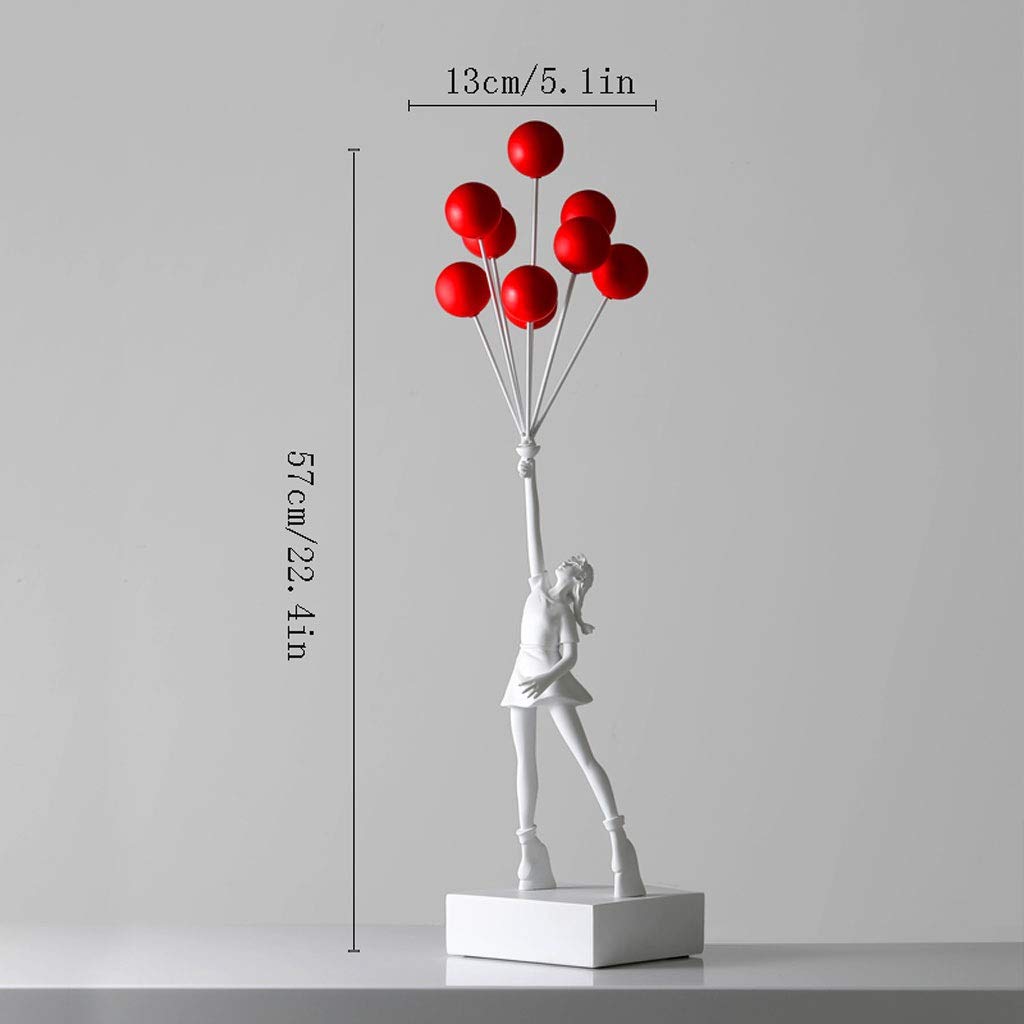 Balloon Girl Statue - Nordic Style Desktop Ornament for Home, Living Room, TV Cabinet & Entrance Decor | White Sculpture for Creative Interior Design & Gift Giving