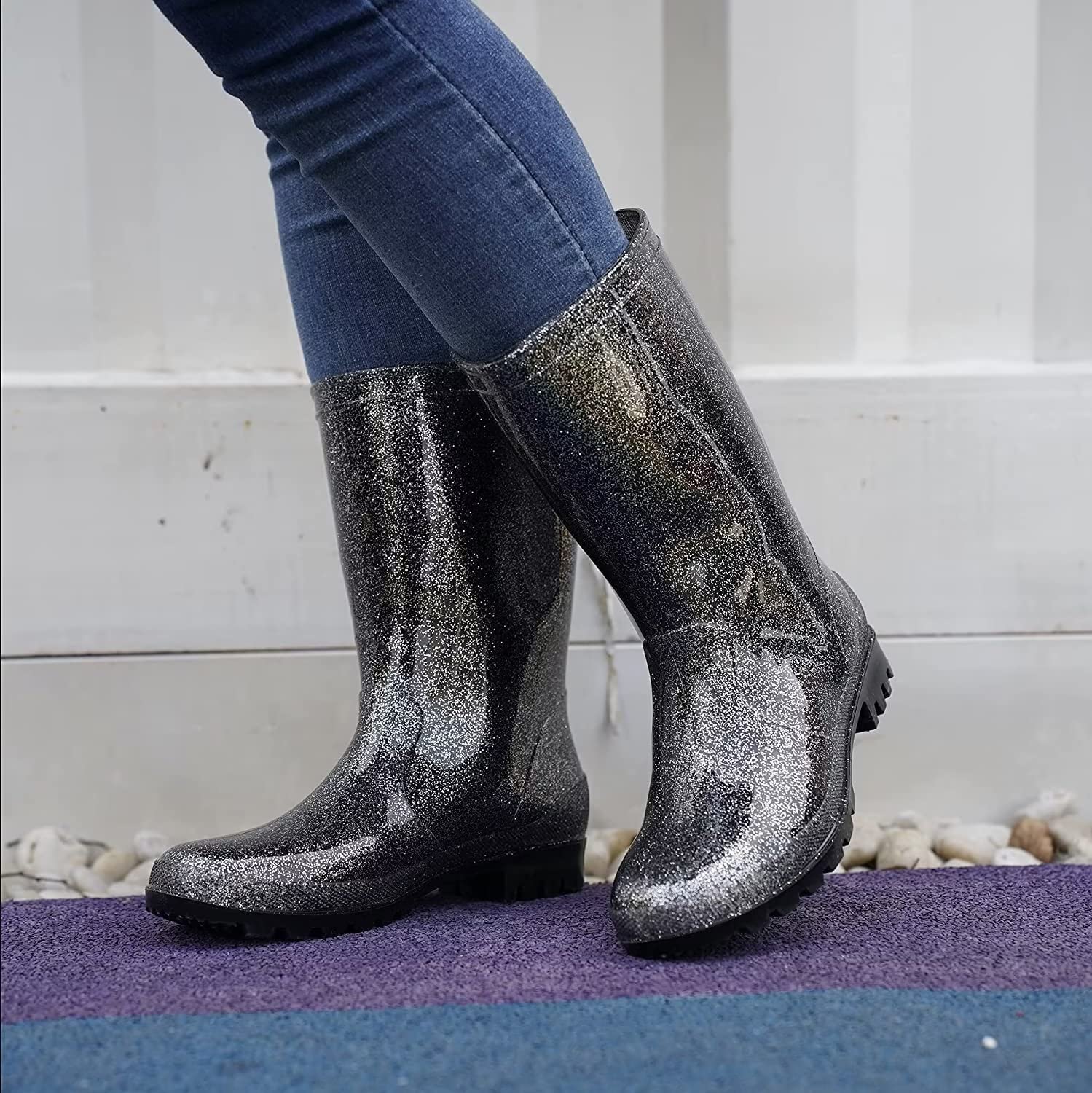 DaeRainy Women's Waterproof Mid-Calf Rain Boots - Non-Slip Garden, Fishing, Farm & Outdoor Work Boots for Women - Perfect for Rainy Days, Yard Work & Outdoor Adventures