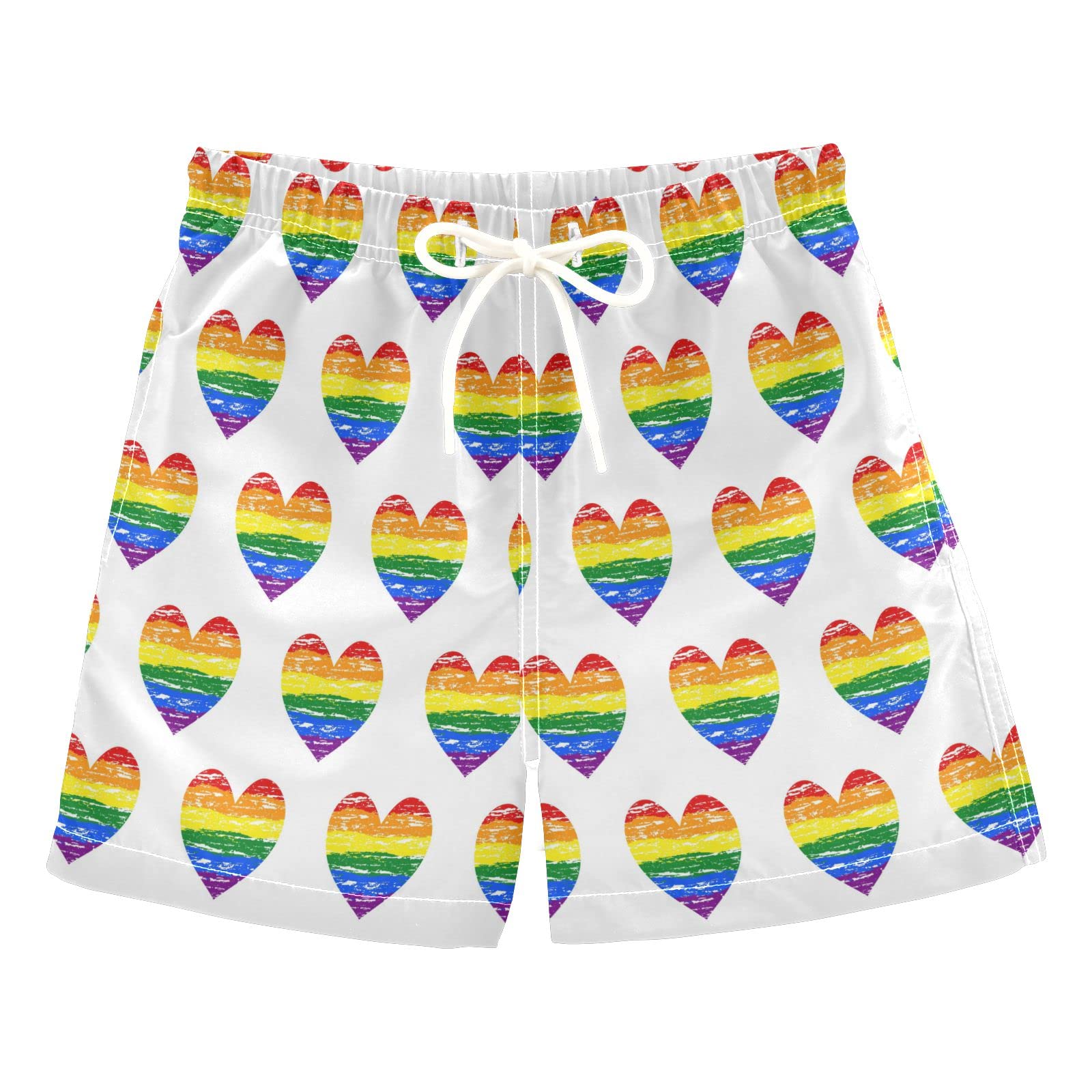 LGBT Pride Heart Boys Swim Trunks - Toddler Beach Board Shorts for Kids | 2T Swimwear for Pool, Beach & Summer Water Activities