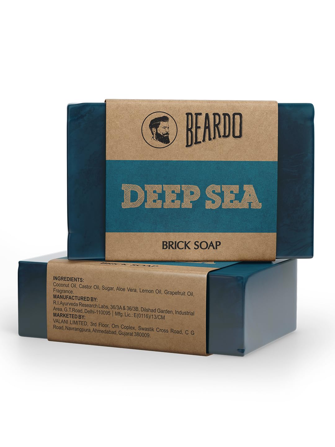 Beardo Deep Sea Brick Soap for Men - 125G Natural Handmade Soap with Aloe Vera & Oceanic Fragrance | Deep Cleansing & Energizing | Perfect for Shower, Gym Bag & Travel