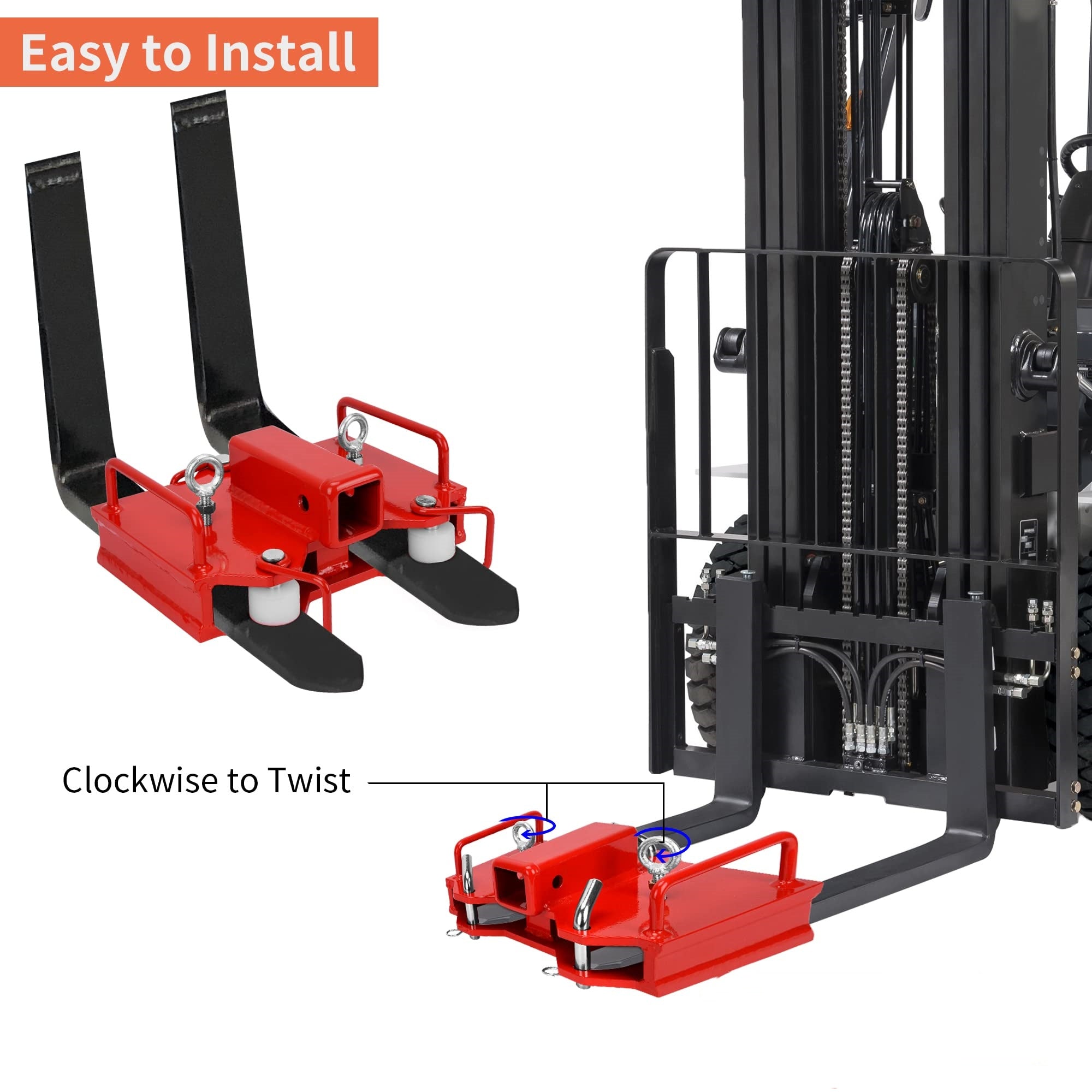 GARVEE 2 Inch Heavy Duty Forklift Trailer Hitch Receiver - 7000 lbs Weight Capacity - Dual Pallet Forks Compatible - Red Powder Coated - Perfect for Warehouse, Construction & Farm Equipment Transport