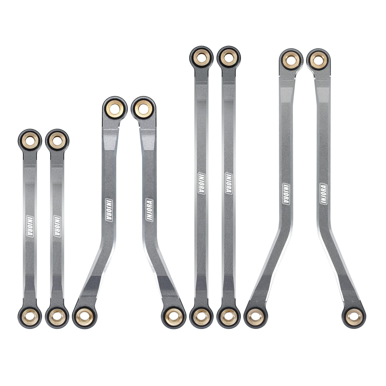 INJORA High Clearance CNC Aluminum Chassis Links Set for TRX4M Defender & Bronco 1/18 Scale RC Crawler Upgrade Parts (Grey) - Perfect for Off-Road Trail Crawling and Rock Climbing Performance