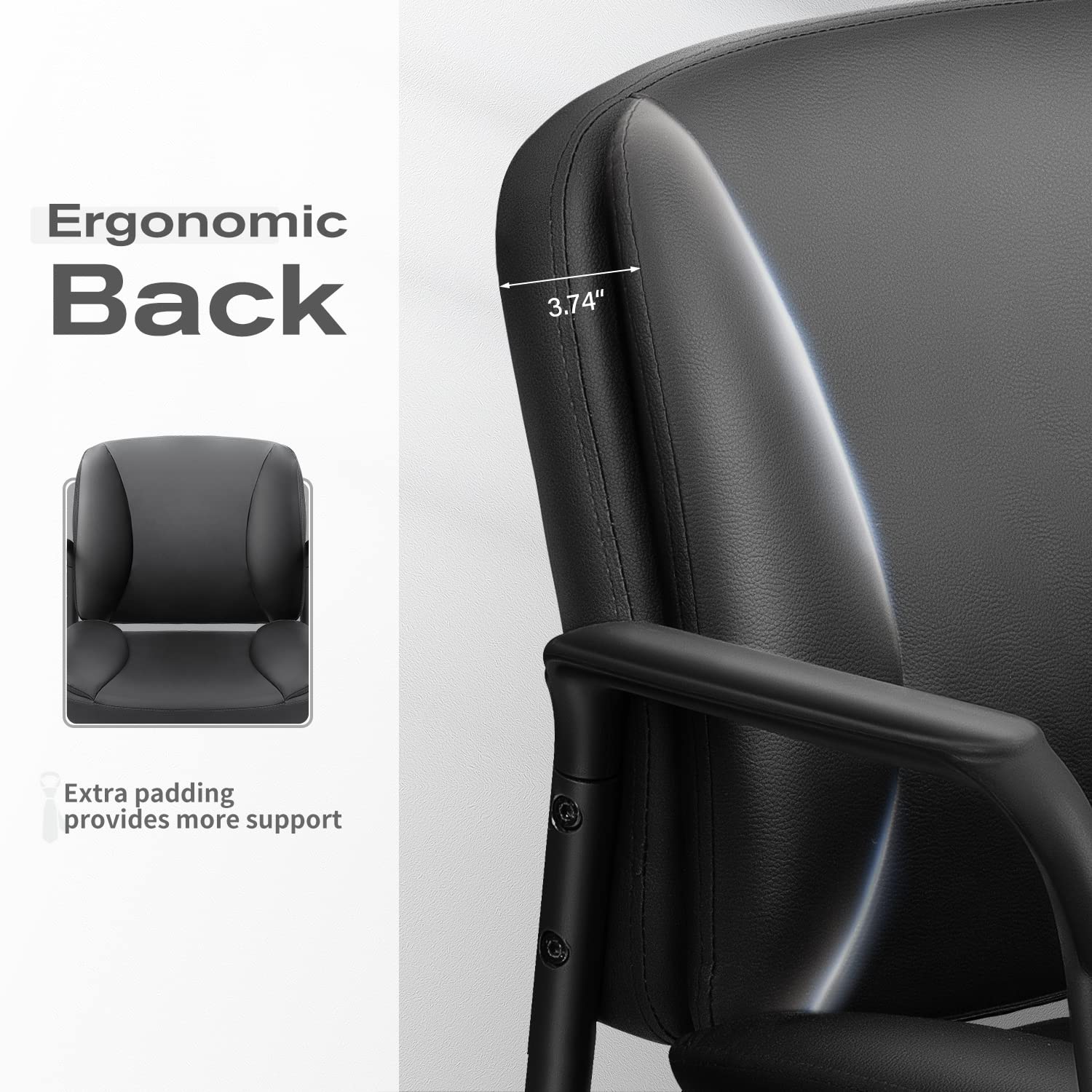 JUMMICO PU Leather Office Guest Chairs - Set of 2 Modern Reception Chairs with Armrests for Waiting Room, Lobby & Executive Offices | Comfortable Upholstered Seating for Visitors & Clients