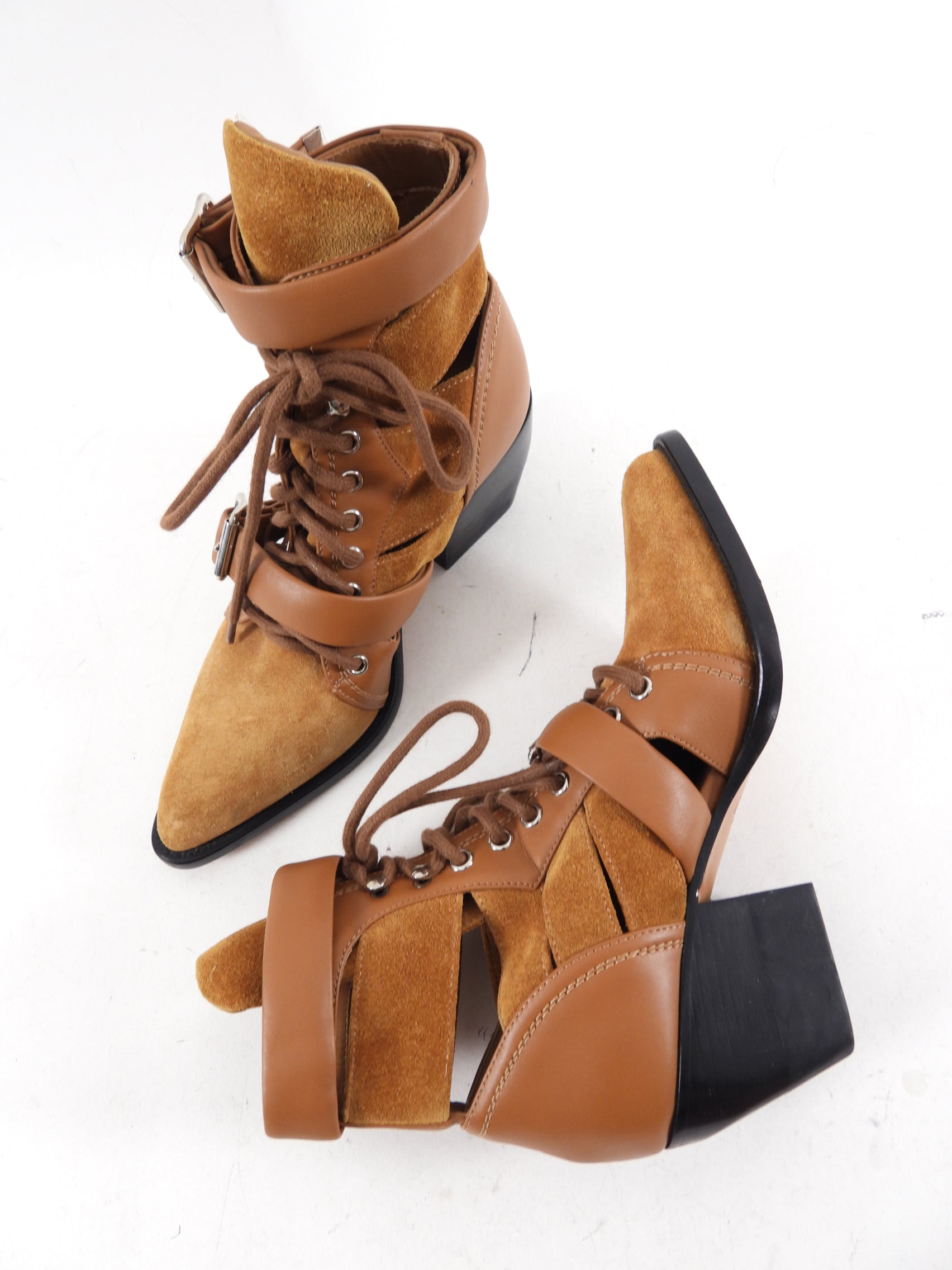 Chloe Tan Leather Rylee Boots Women's Size 6.5 US - Stylish Ankle Boots for Fall Fashion & Casual Outfits