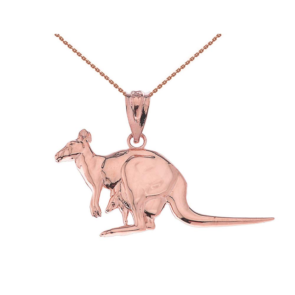 14k Gold Kangaroo Mom and Joey Pendant Necklace - Wildlife Animal Jewelry for Nature Lovers - Perfect for Gifts, Mother's Day & Animal-Themed Fashion