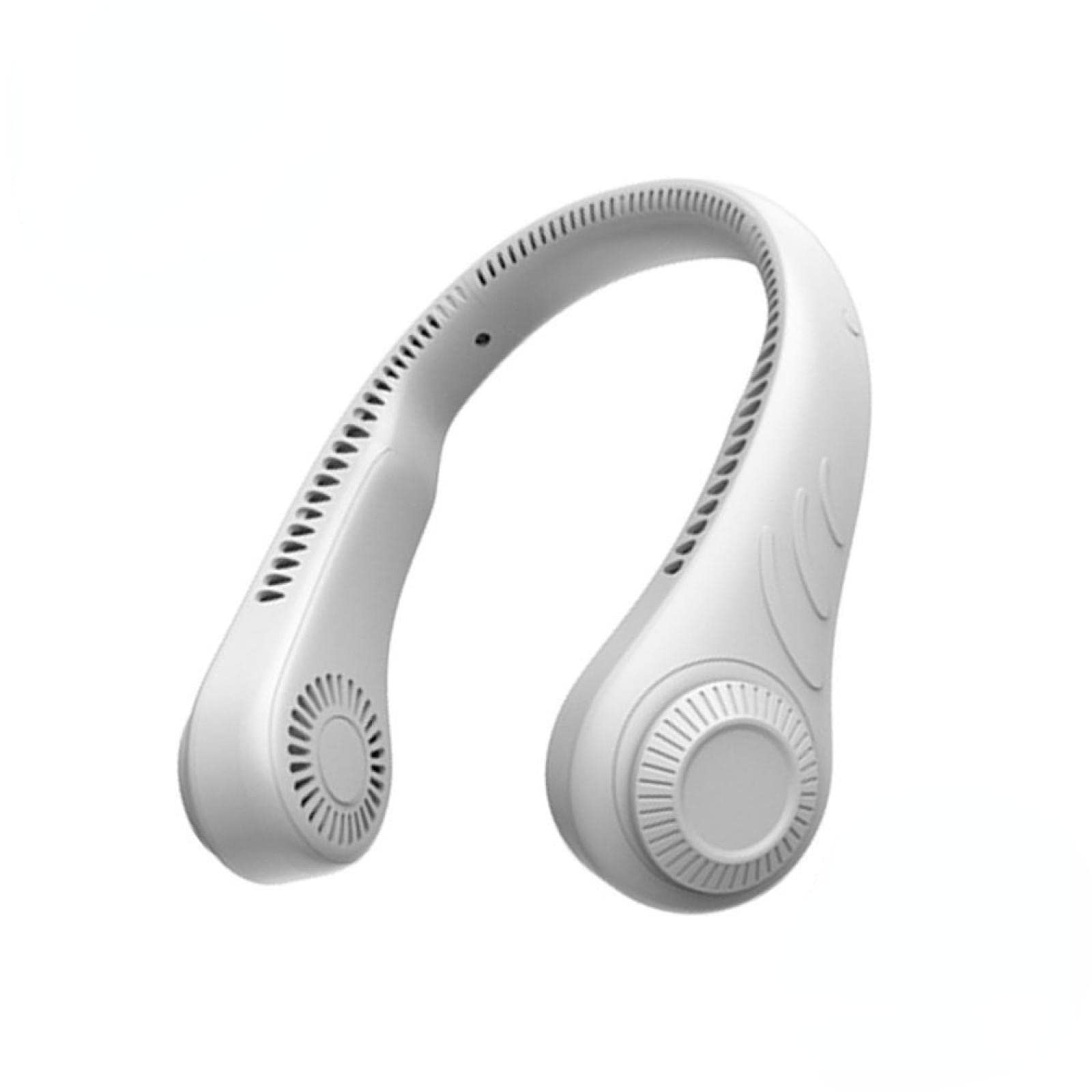Miduo Claire Portable USB Rechargeable Neck Fan - Hands-Free Mini Personal Fan for Outdoor, Sports, Travel & Office - Silent Leafless Design, Retro White - Perfect for Hiking, Jogging, Yoga & Hot Weather Use
