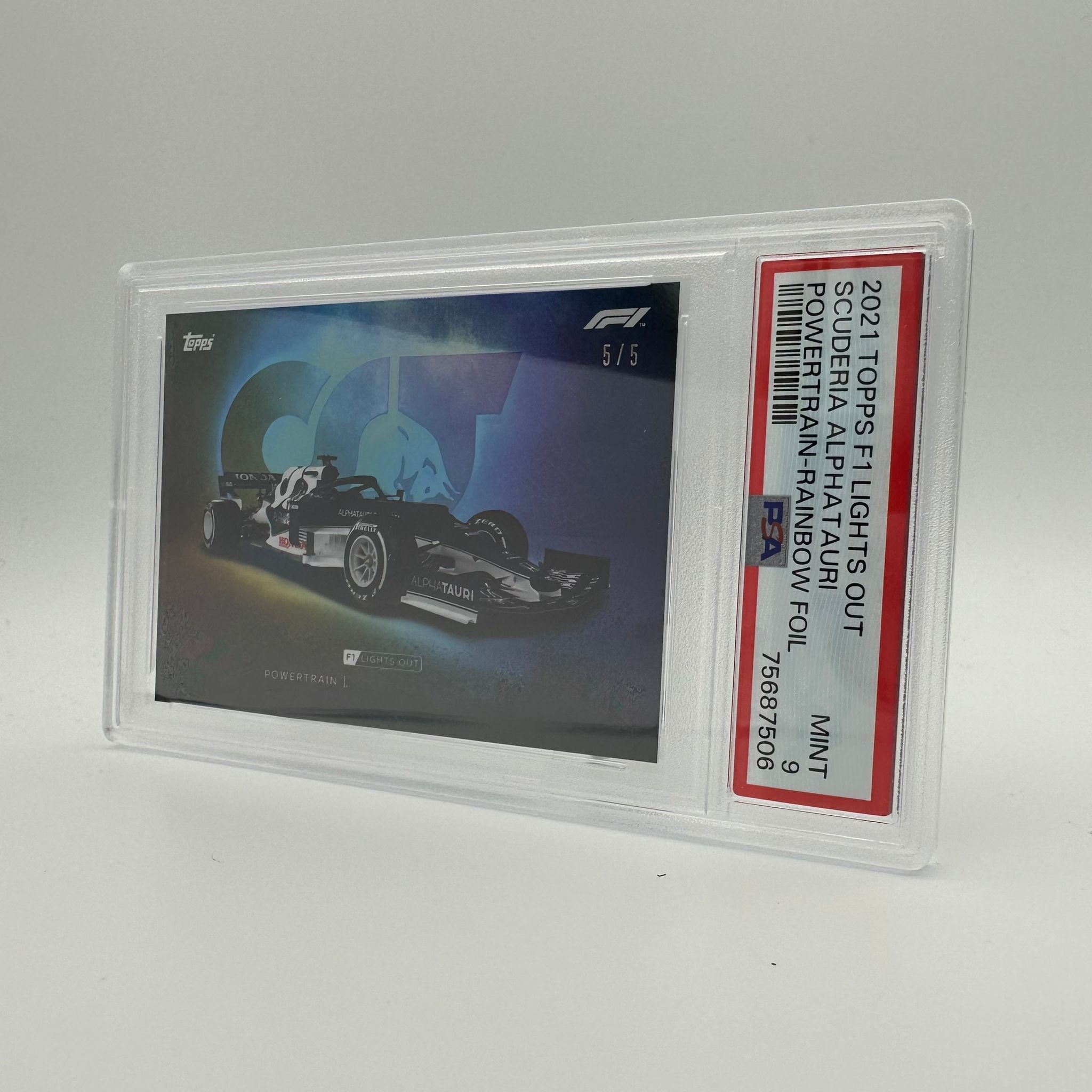 PSA 9 Graded 5/5 Alpha Tauri Powertrain Rainbow Foil Trading Card - Perfect for Collectors, Sports Memorabilia & Investment