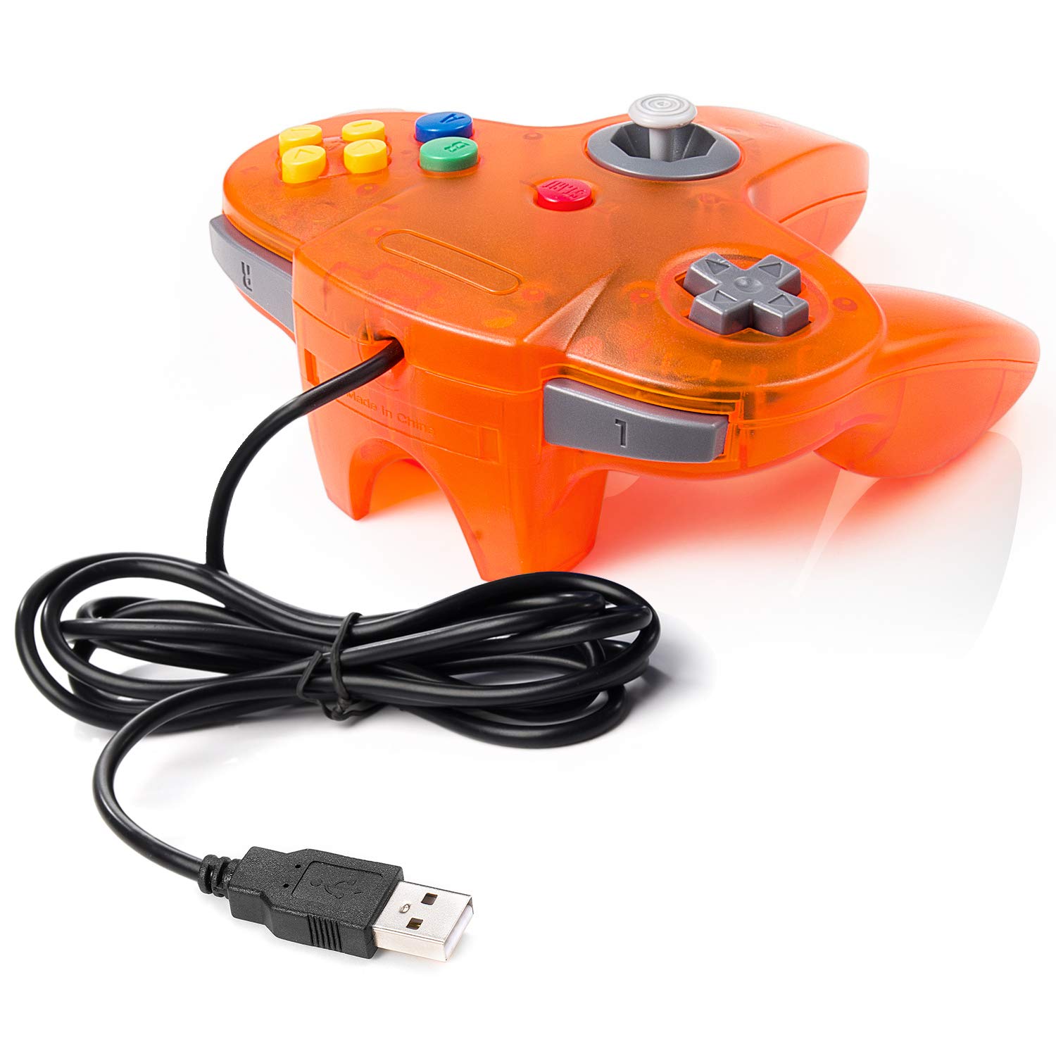 Original N64 USB Controller - Wired Gamepad Joystick for Windows PC, Mac, Linux & Raspberry Pi 3 | Compatible with Classic Nintendo 64 Games | Perfect for Retro Gaming, Emulators & Classic Console Enthusiasts (Green+Orange)