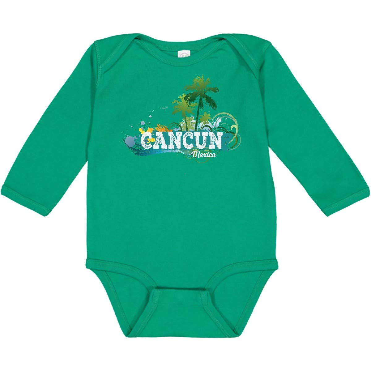 Inktastic Cancun Mexico Tropical Vacation Beach Long Sleeve Creeper - Soft Cotton Baby Bodysuit for Boys & Girls - Perfect for Beach Trips, Family Photos & Tropical Getaways