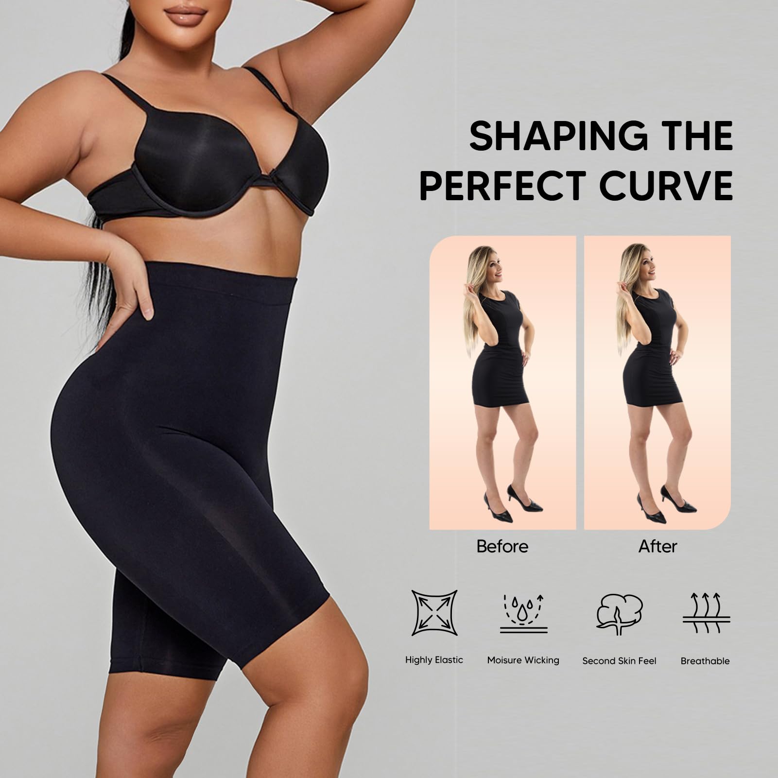 Best Women's Shapewear Shorts - High Waisted Tummy Control & Butt Lifting Bodyshaper - Thigh Slimming Underwear for Daily Wear, Workout & Special Occasions