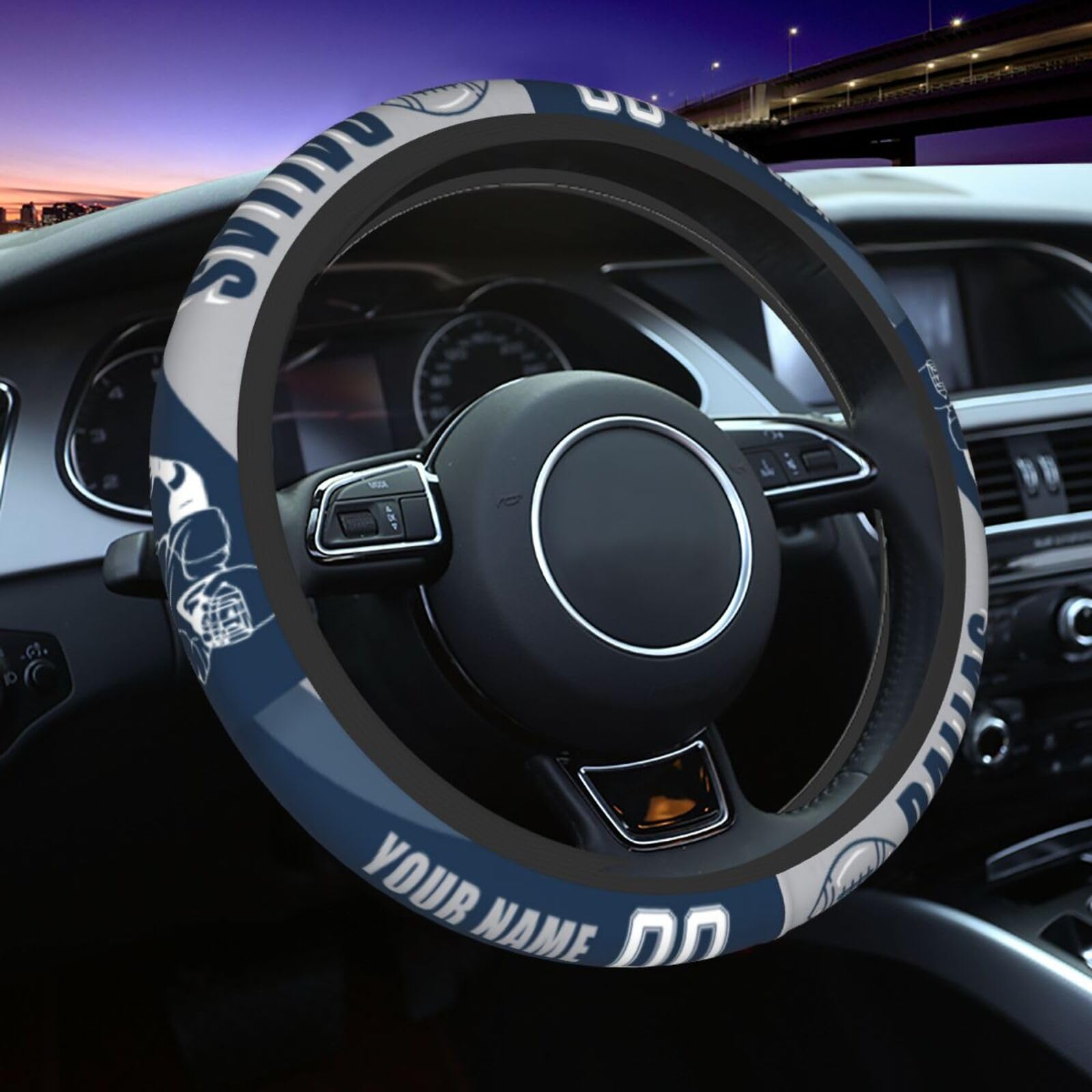 Custom Dallas Steering Wheel Covers with Personalized Name & Number - 15 Inch Universal Fit for Cars, SUVs, ATVs & Trucks - Premium Car Interior Accessories for Comfort & Style