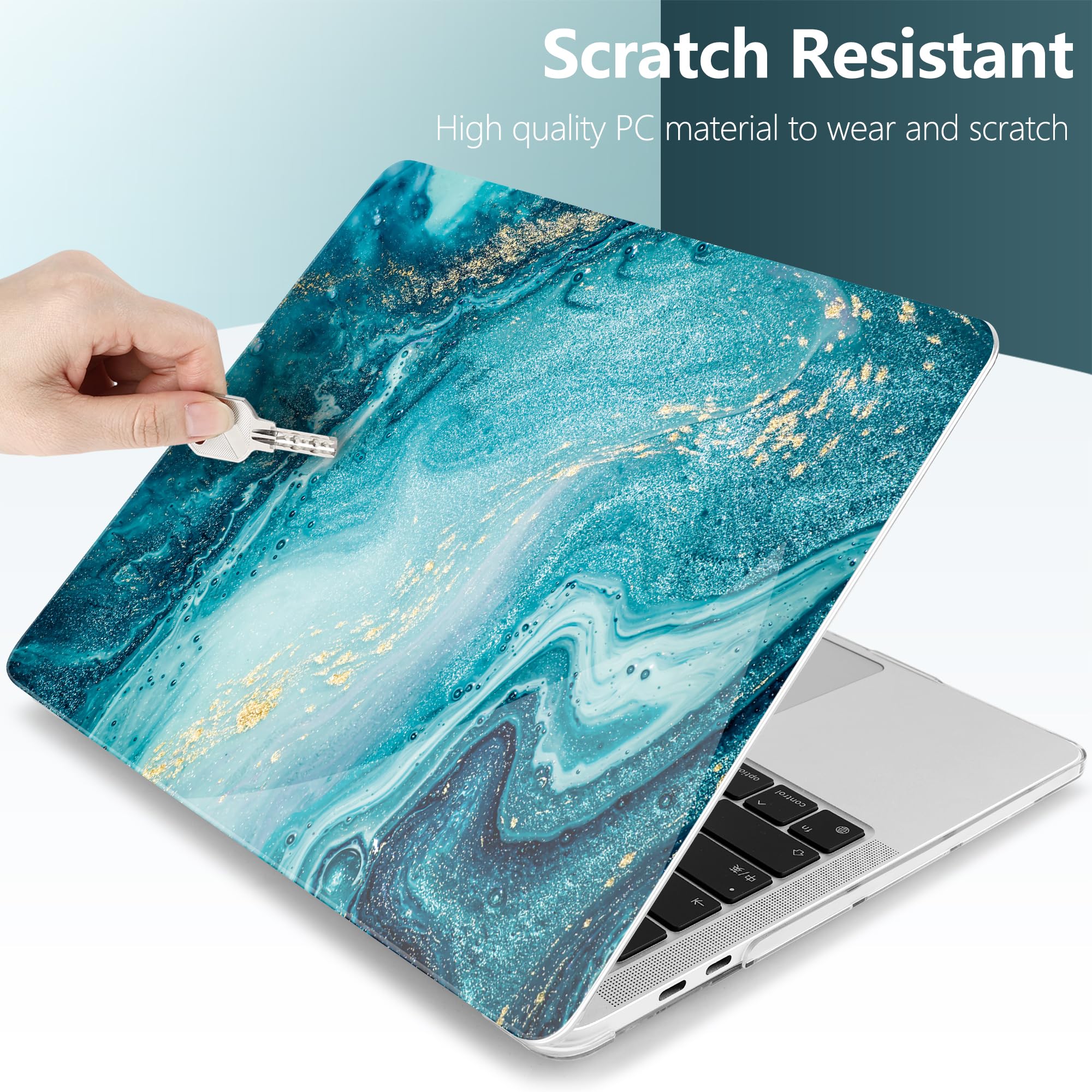 Dongke Hard Plastic Protective Case Cover for MacBook Pro 13 inch (Model A2251/A2289, 2020 Release) - Compatible with Retina Display & Touch Bar, Fits Touch ID - Abstract Ocean Design - Perfect for Office, Travel, and Everyday Use