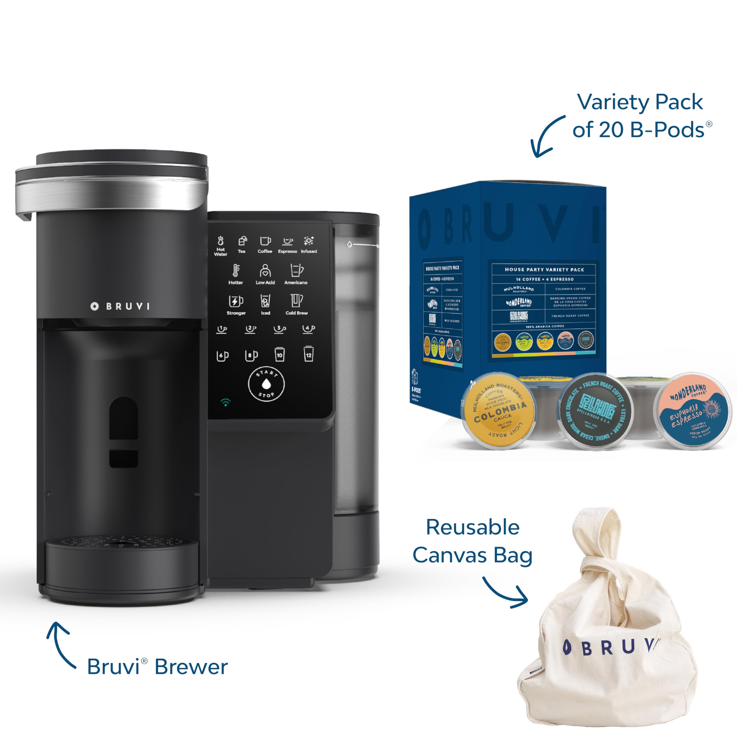 Premium Single-Serve Coffee Maker with 20 B-Pods - Brew Delicious Coffee & Espresso at Home | Perfect for Office, Kitchen & Small Spaces