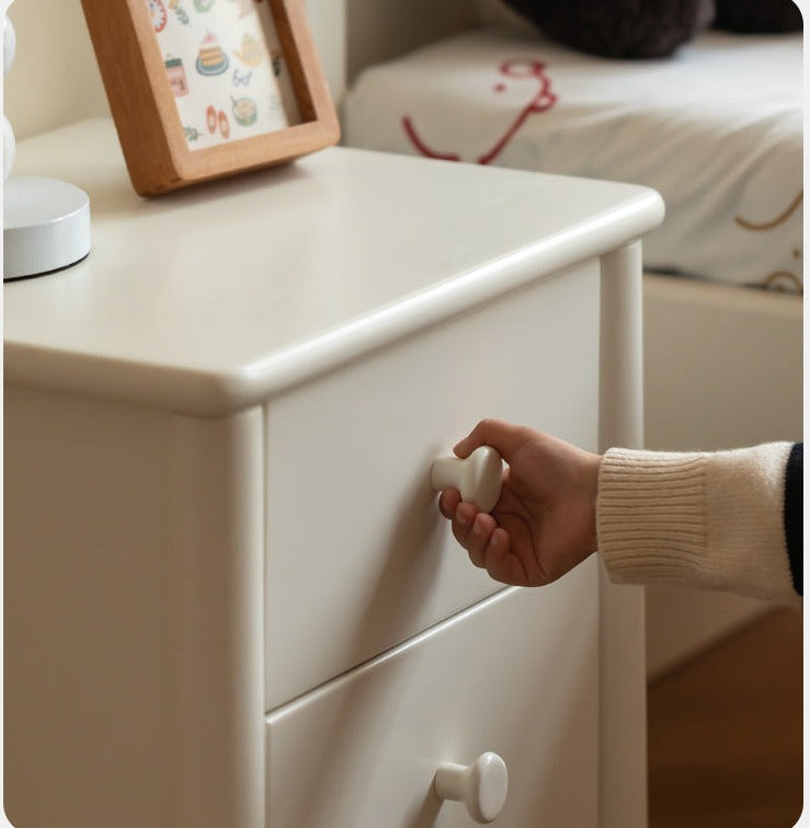 Solid Wood Poplar Kids Nightstand - American White Bedside Table for Children's Room, Nursery, or Playroom - Durable & Stylish Furniture for Bedtime Storage