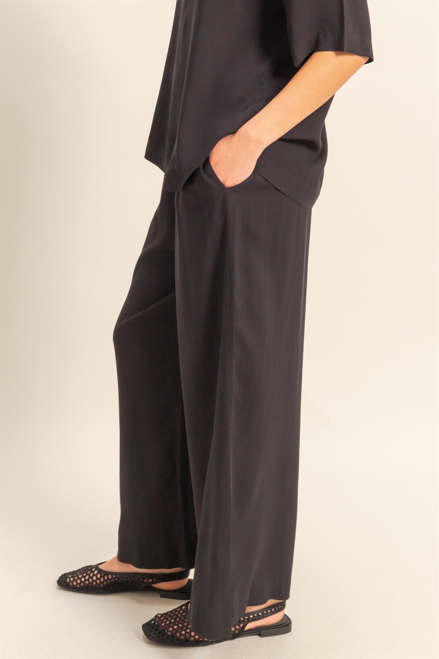 Flowy Wide Leg Pants for Women - High Waisted Linen Palazzo Pants - Comfortable Summer Lounge & Travel Pants for Beach, Yoga, and Casual Wear