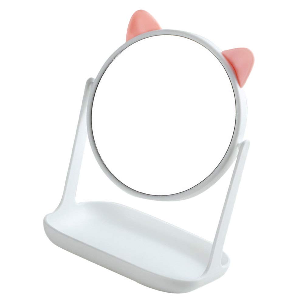Cabilock Adjustable Folding Vanity Mirror with Storage Tray - White Wooden Desktop Organizer for Dresser, Desk & Travel | Perfect for Makeup, Jewelry Storage & Home Decor