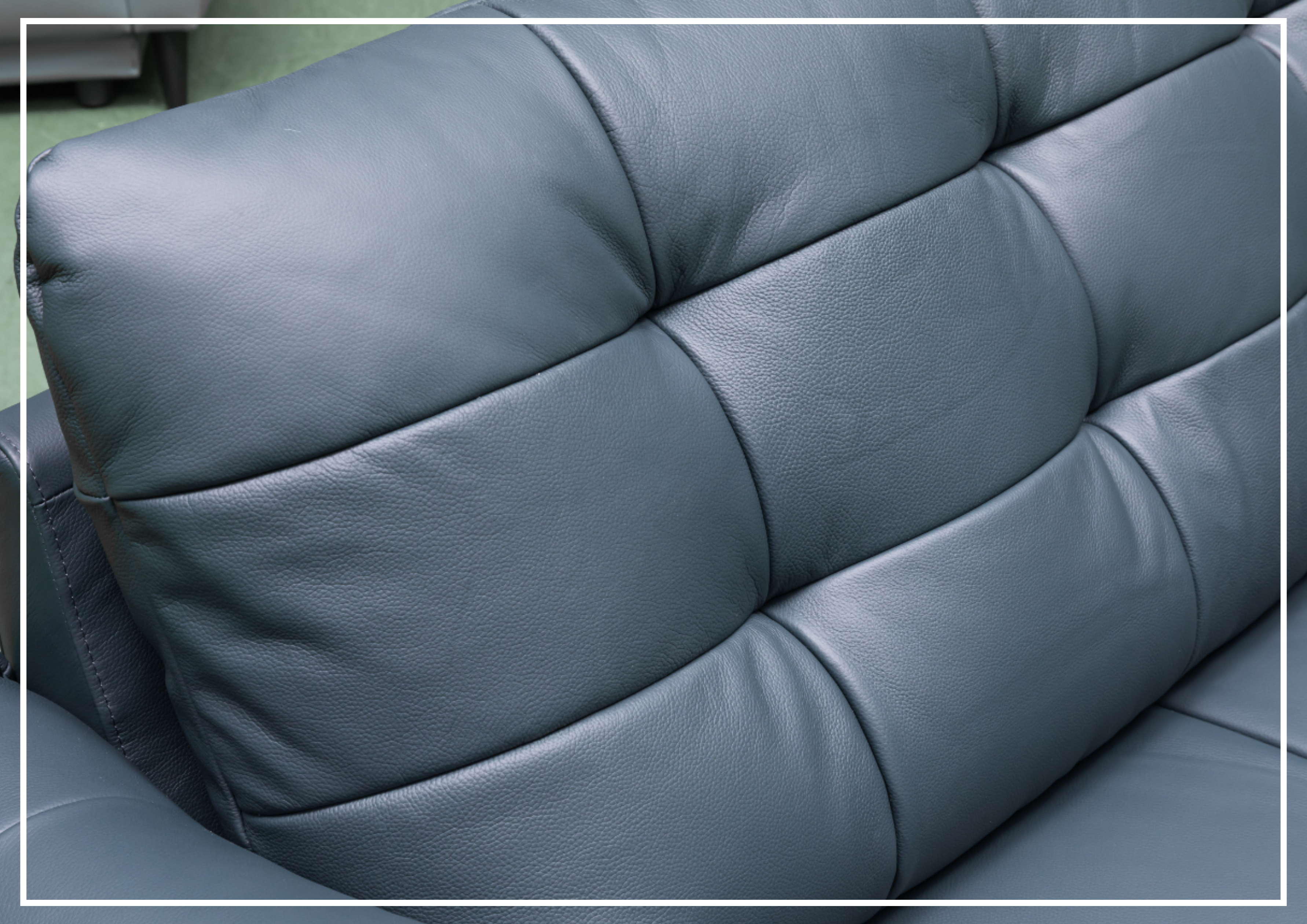 Klaussner Sofiano 2-Seater Blue Leather Sofa with Plush Back Support - Modern Living Room Furniture for Small Spaces & Apartments