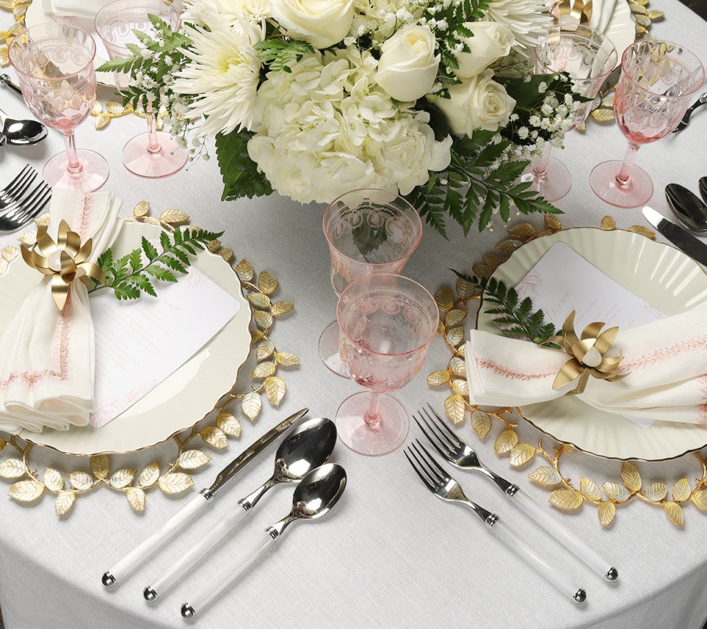 Premium Laurel Charger Plates in Gold & Silver - Set of 4 Elegant Dinner Plates for Wedding, Party & Holiday Table Decor