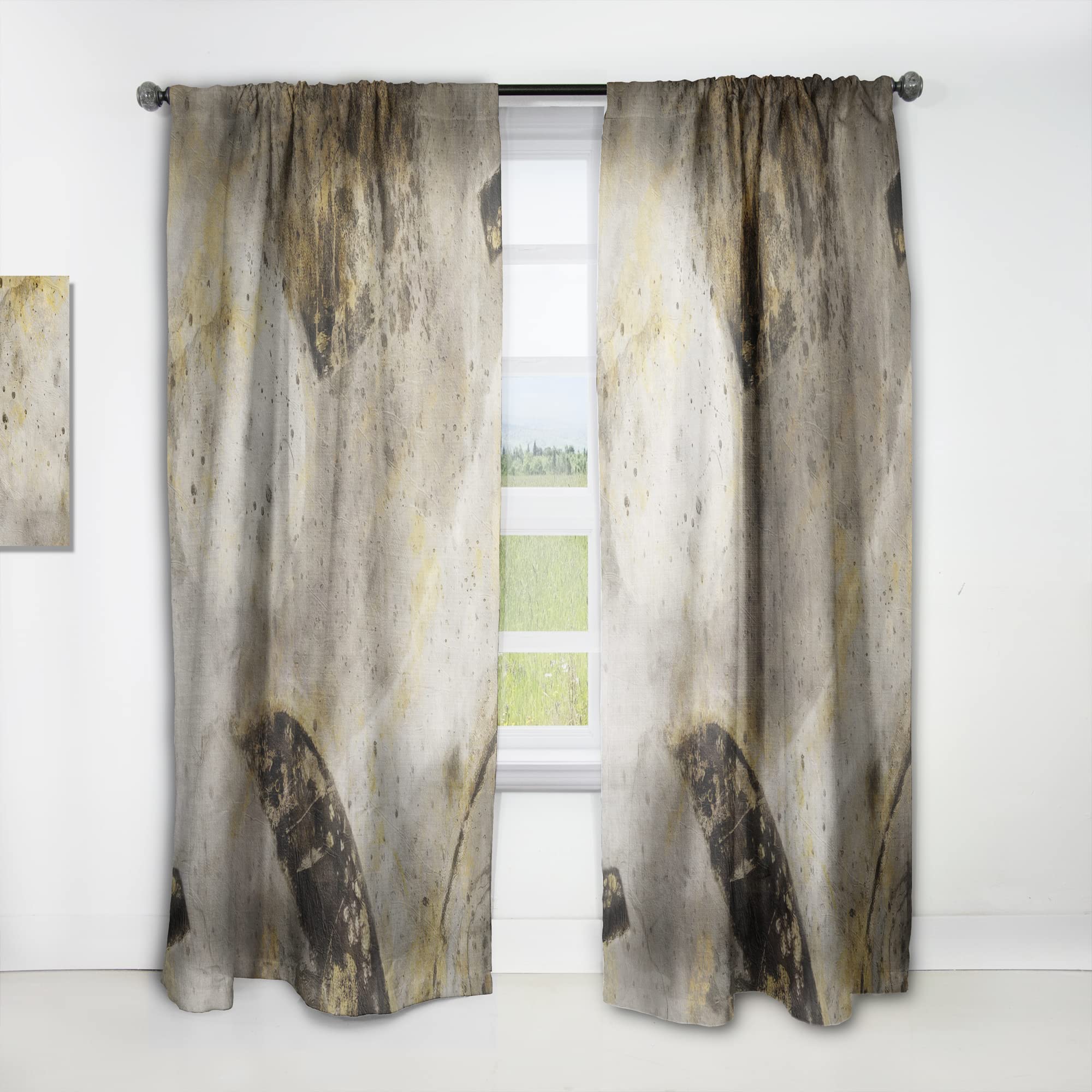DesignQ Glam Gold Desert Neutral Thermal Insulated Curtains - Single Panel 52x90 Inches - Elegant Window Drapes for Bedroom & Living Room - Perfect for Home Decor, Light Control & Energy Saving