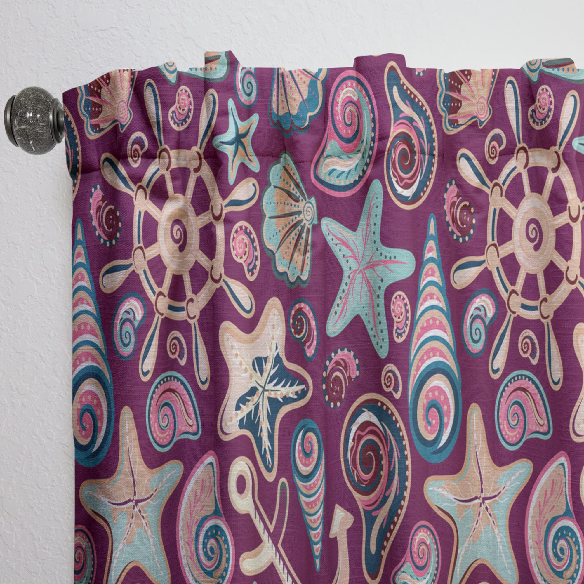 DesignQ 'Purple Sea Shells' Thermal Insulated Curtains - Single Panel 52x90 Inches for Bedroom & Living Room - Elegant Window Drapes for Home Decor & Light Blocking