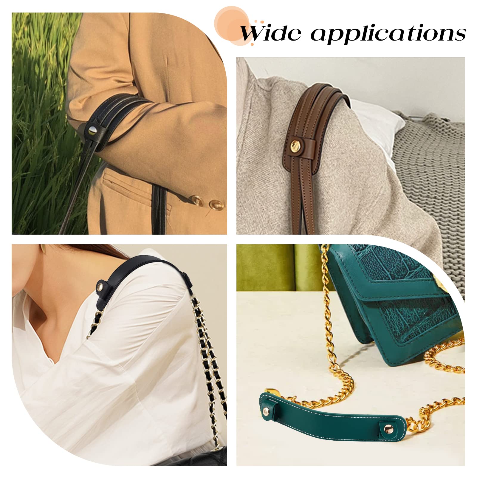 OLYCRAFT 3-Color Genuine Cowhide Leather Shoulder Strap Pad - Comfortable Handle Wrap with Secure Iron Snap Button - Perfect for Laptop Bags, Briefcases & Travel Luggage Accessories