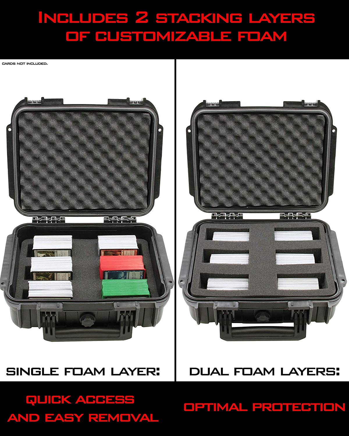 CASEMATIX Waterproof Trading Card Storage Case - Holds 1000+ Cards | Hard Shell Protective Box with Customizable Foam Insert | Compatible with MTG, Pokemon & Yu-Gi-Oh | Perfect for Collectors, Tournaments & Travel