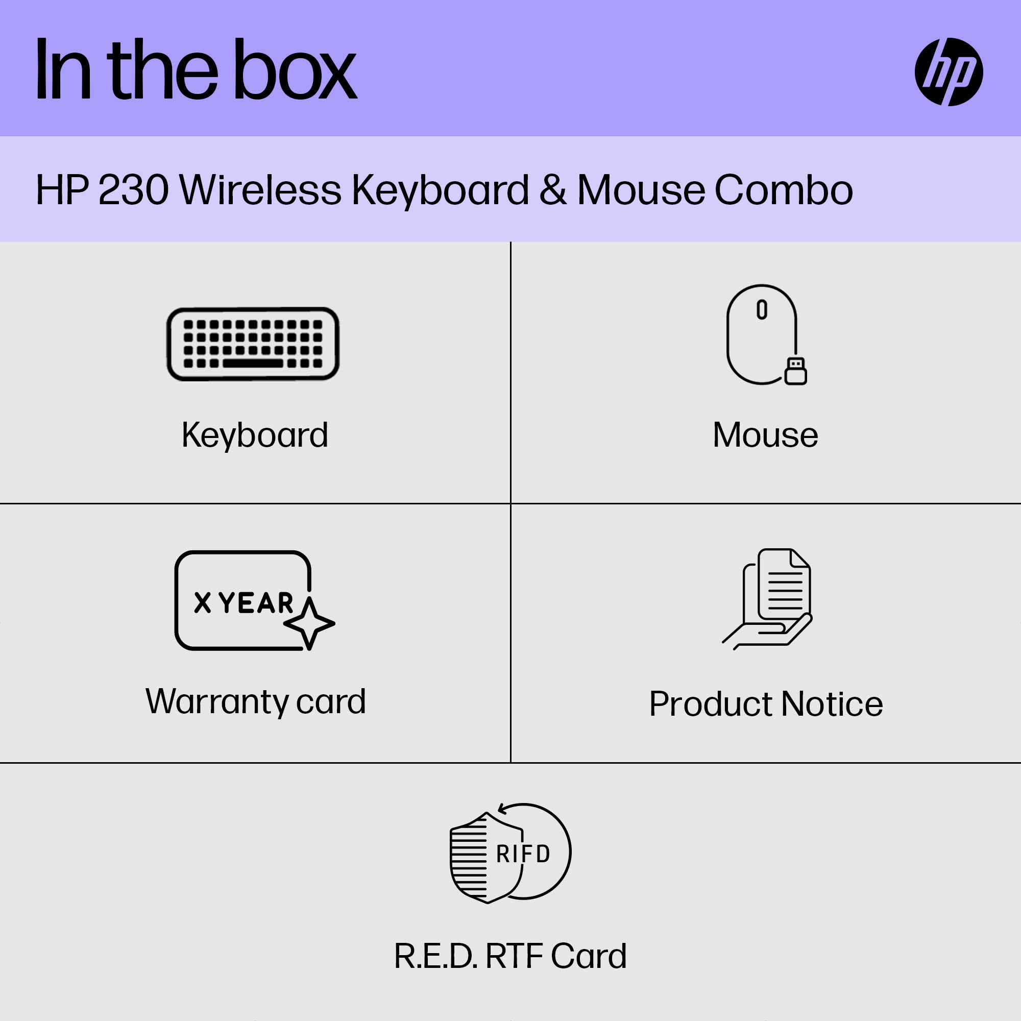 HP 230 Wireless Keyboard and Mouse Combo Set - 2.4GHz USB-A Nano Receiver, 1600 DPI Adjustable Mouse, 16-Month Battery Life - Ergonomic Black Design for Home Office, Gaming & Productivity