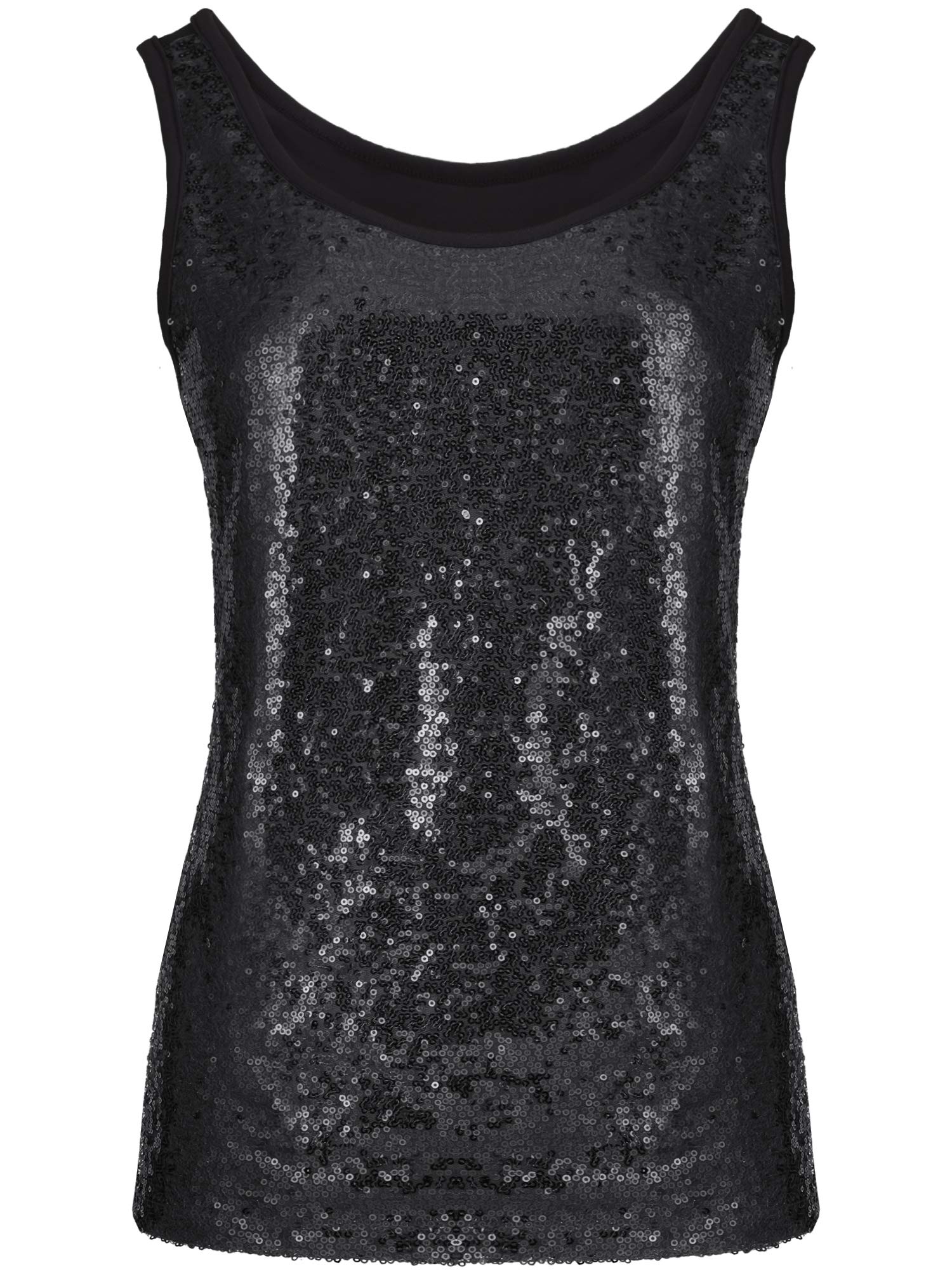 SATINIOR Women's Sleeveless Sequin Glitter Tank Top - Shimmer Party Camisole for Women & Girls | Perfect for Clubbing, Night Out & Special Occasions