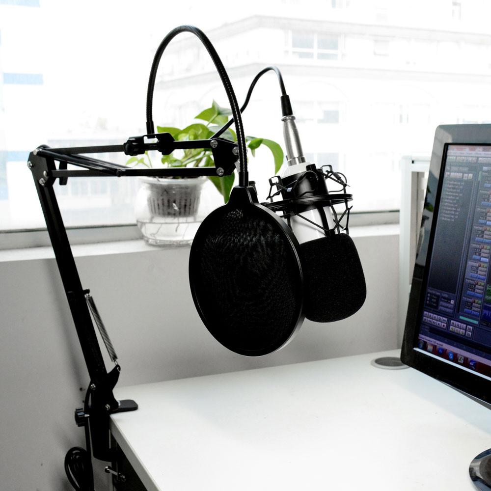 Professional Condenser Microphone Kit with Boom Arm Stand, Shock Mount & Pop Filter - Studio Recording, Podcasting, Voice Overs, Gaming & Streaming (TheLAShop)