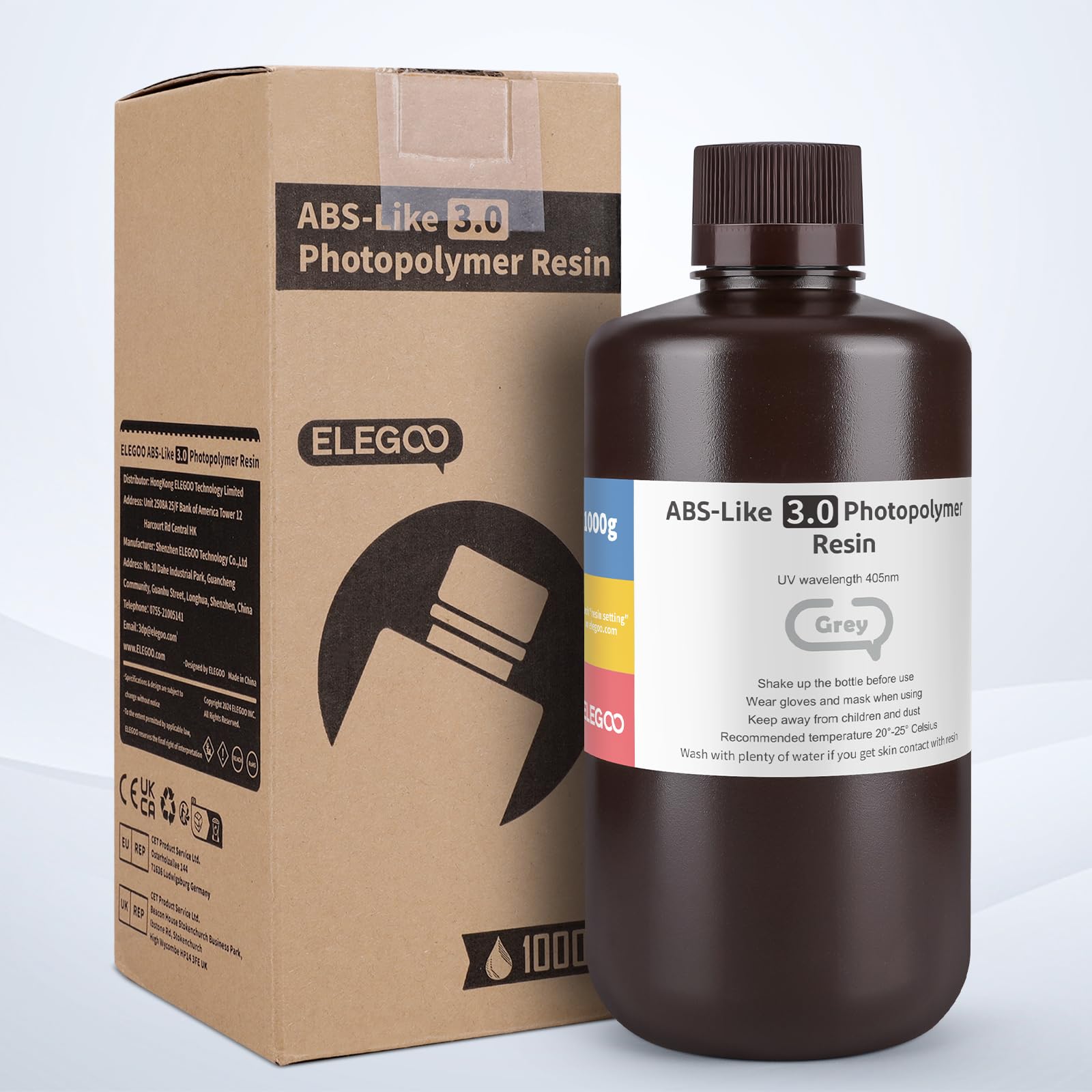 ELEGOO Upgraded ABS-Like Resin 3.0 - 405nm UV-Curing 3D Printer Resin with High Precision, Low Shrinkage, Enhanced Strength & Toughness - 1000g Yellow Photopolymer Resin for LCD Printers - Perfect for Miniatures, Jewelry & Prototyping