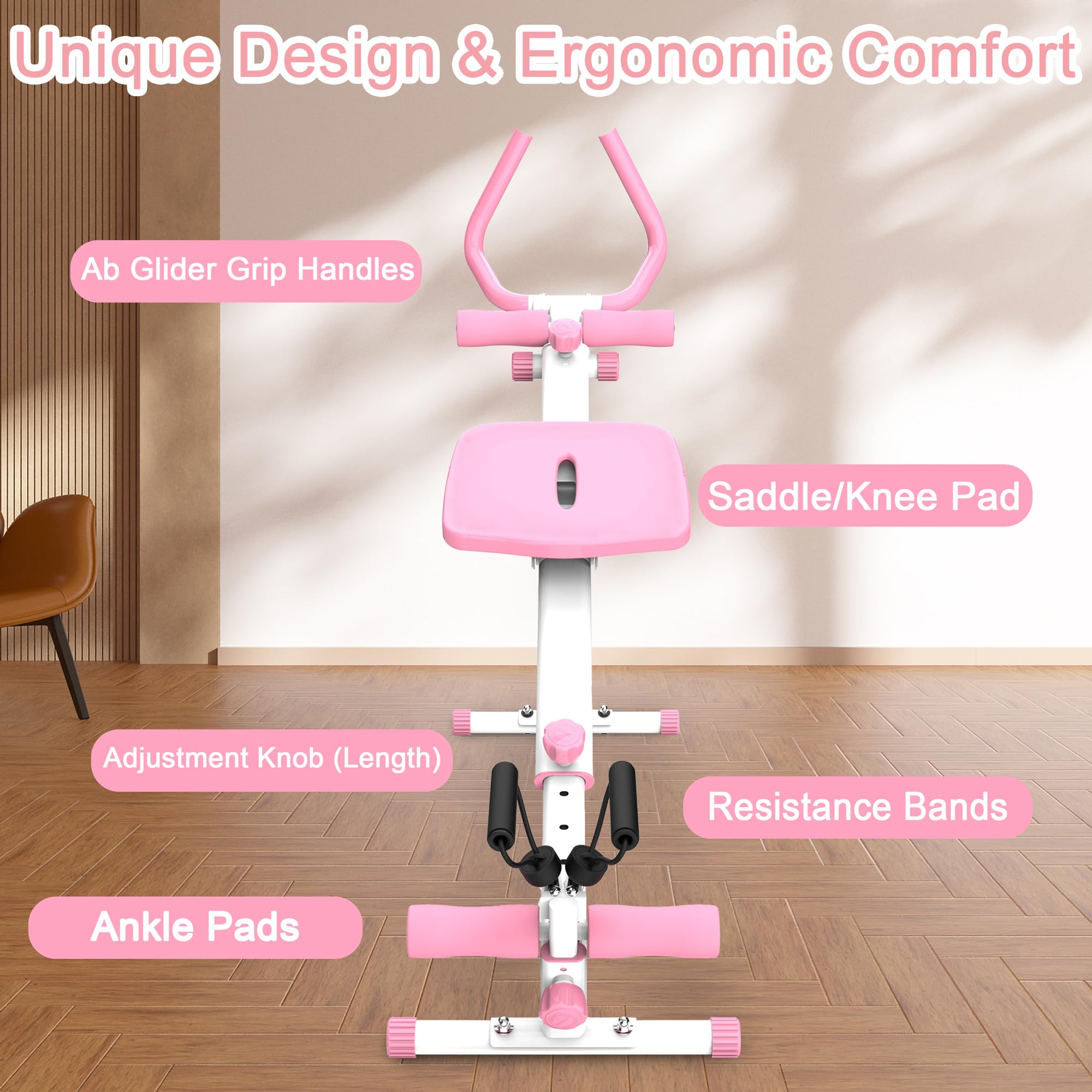 4-in-1 Multifunctional Home Gym Equipment: Rowing Machine, Leg Press, Ab Glider & Roman Chair for Full Body Workout - Perfect for Core Strength Training, Weight Loss & Home Fitness