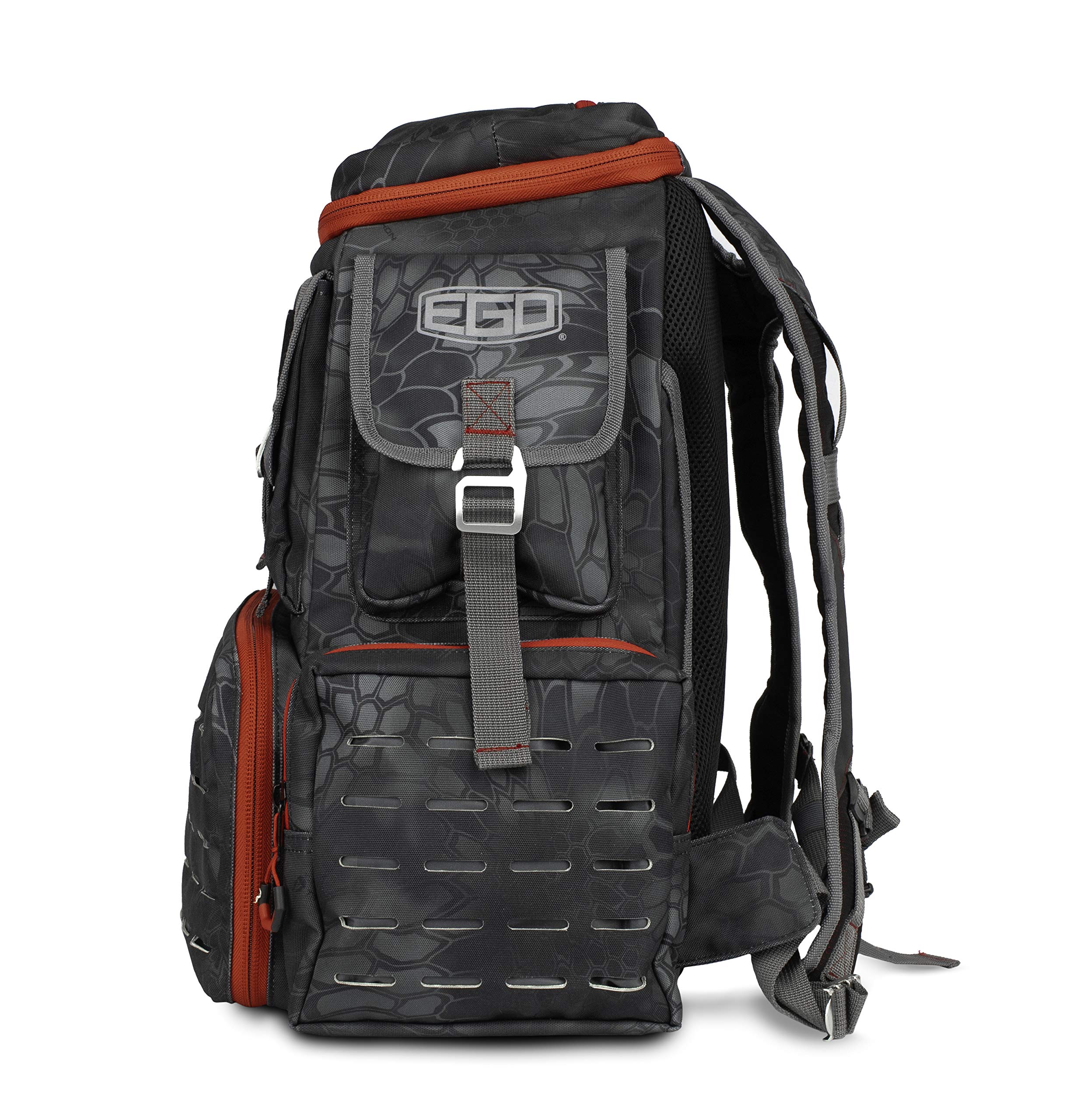**EGO Kryptek Tactical Fishing Backpack – Water-Resistant 1000D Nylon Tackle Box with PVC Back, Multiple Storage Pockets & Laser-Cut MOLLE Loops – Includes 4 Tackle Trays – Perfect for Outdoor Fishing, Camping & Hiking Adventures**