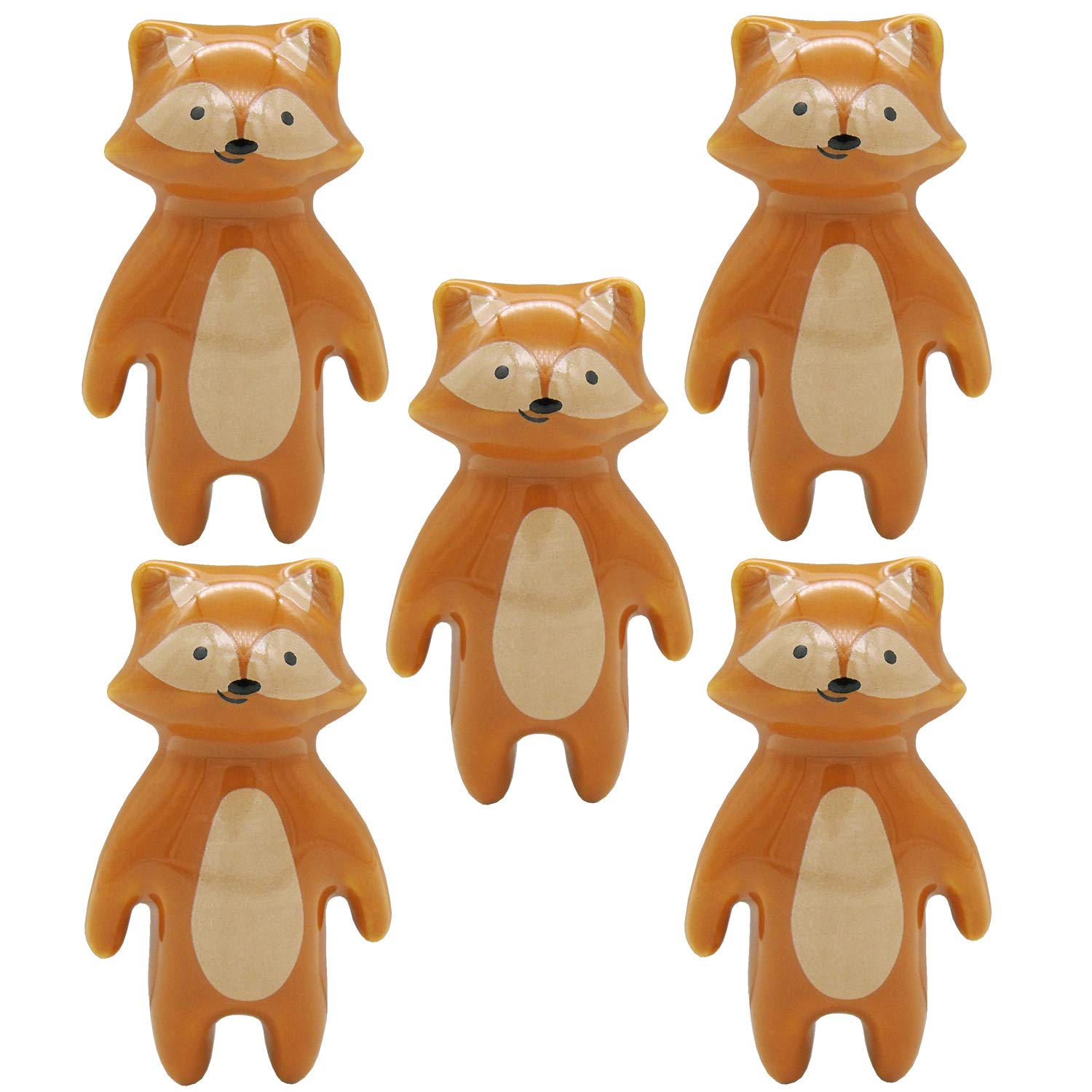 5 PCS Ceramic Animal Drawer Knobs for Kids Room & Closet - Fun Fox Design