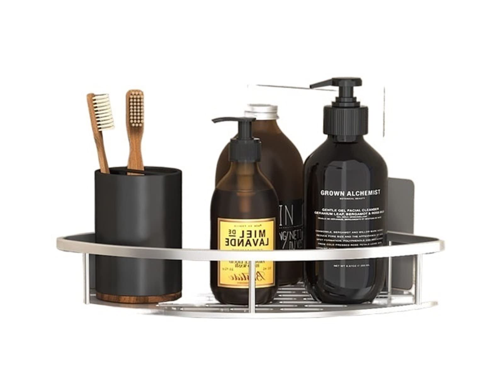 XADITON No-Drill Wall Mount Corner Shelf - Bathroom Shower Storage Rack Organizer for Shampoo, Soap & Bath Accessories (Plum) - Perfect for Small Spaces, Apartments & Rental Homes