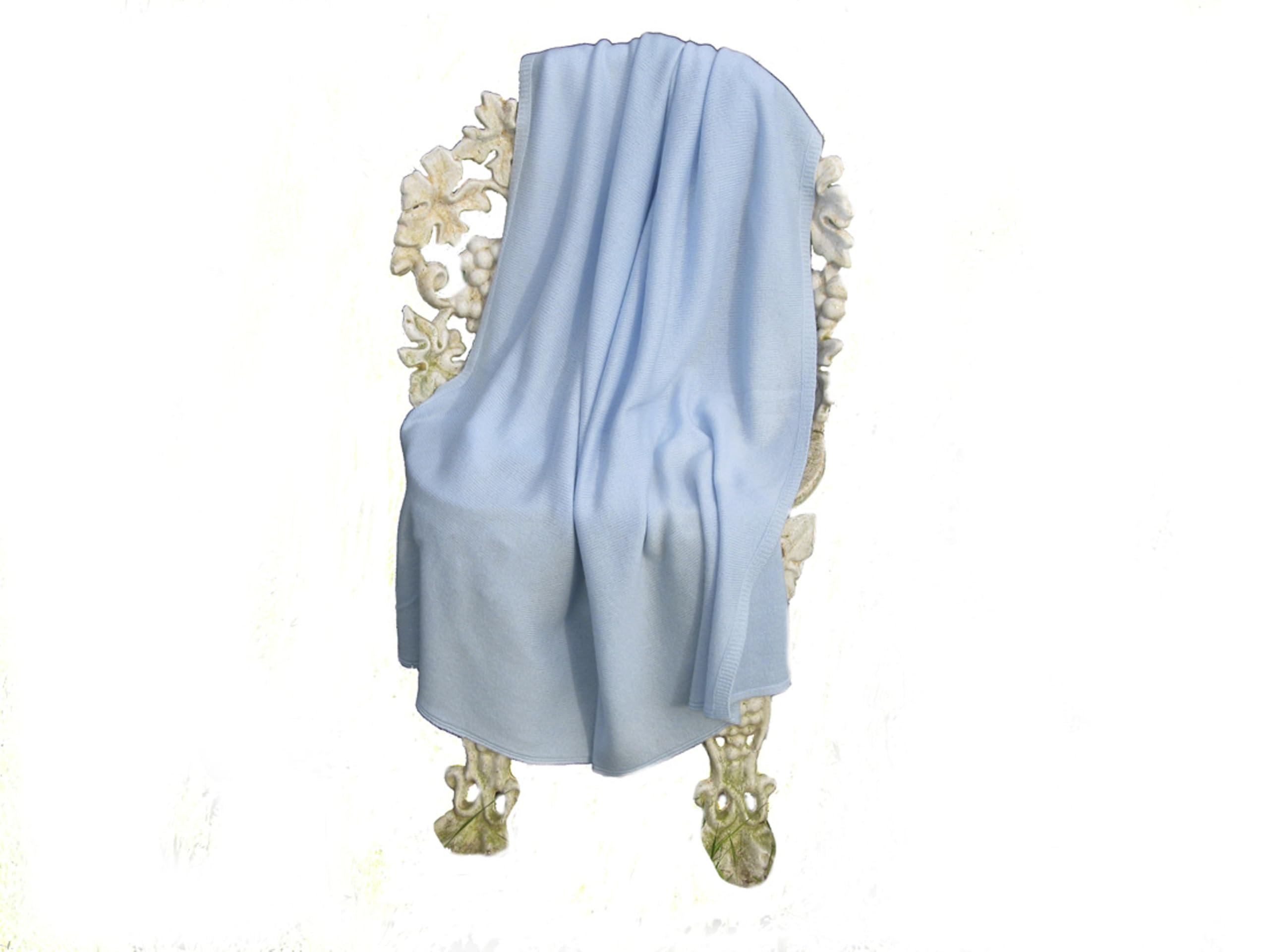 Premium Cashmere Baby Receiving Blanket - Ultra Soft Swaddling Blanket for Newborns - Large Fuzzy Throw Blanket in Baby Blue - Perfect for Nursery, Gifts & On-the-Go Comfort
